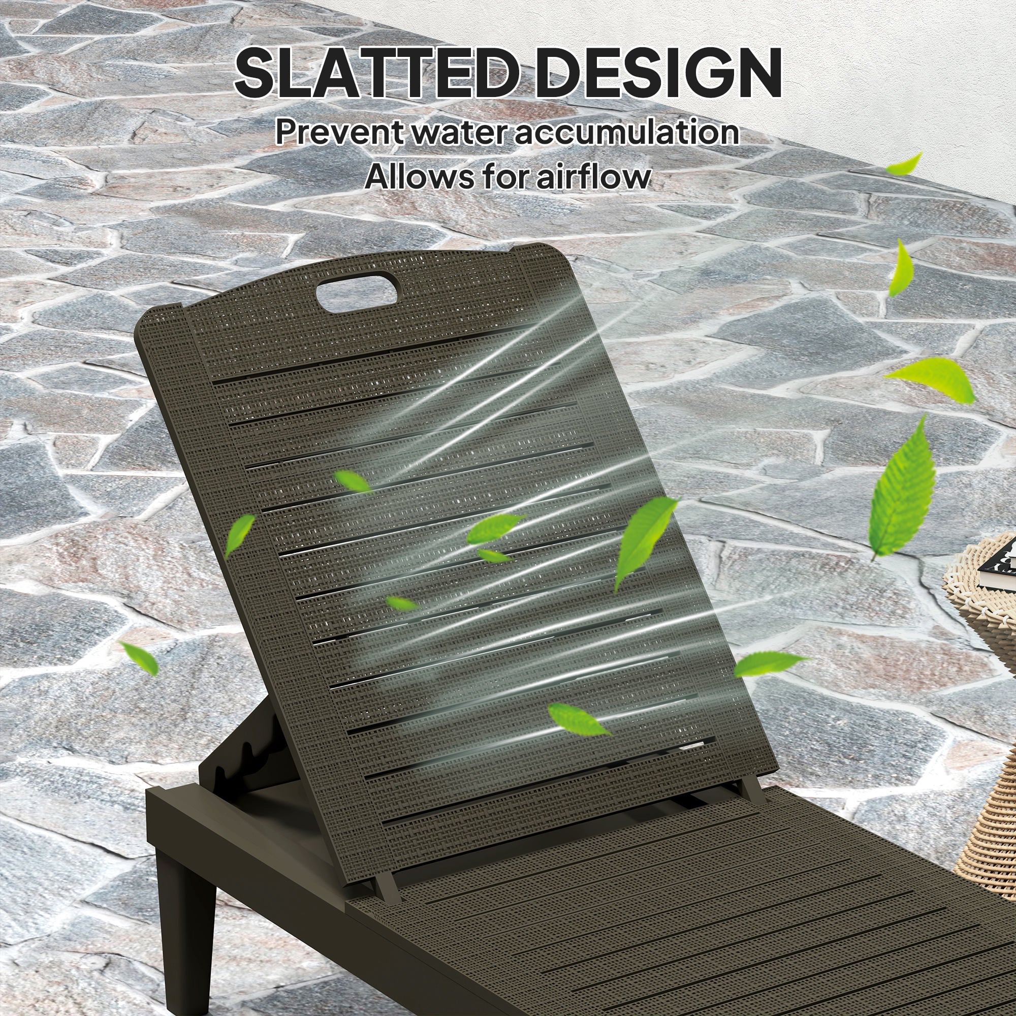 Aosom Outdoor Lounge Chair Set of 2 - Black-DECOROLALA