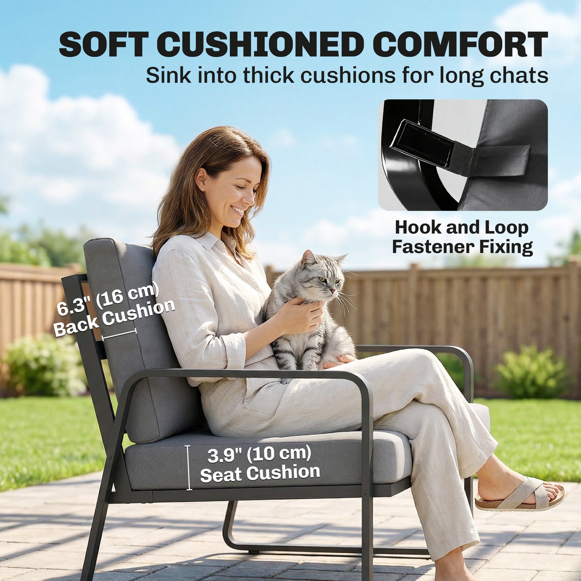 Aosom Outdoor Loveseat 2-Seater - Black & Light Grey-DECOROLALA