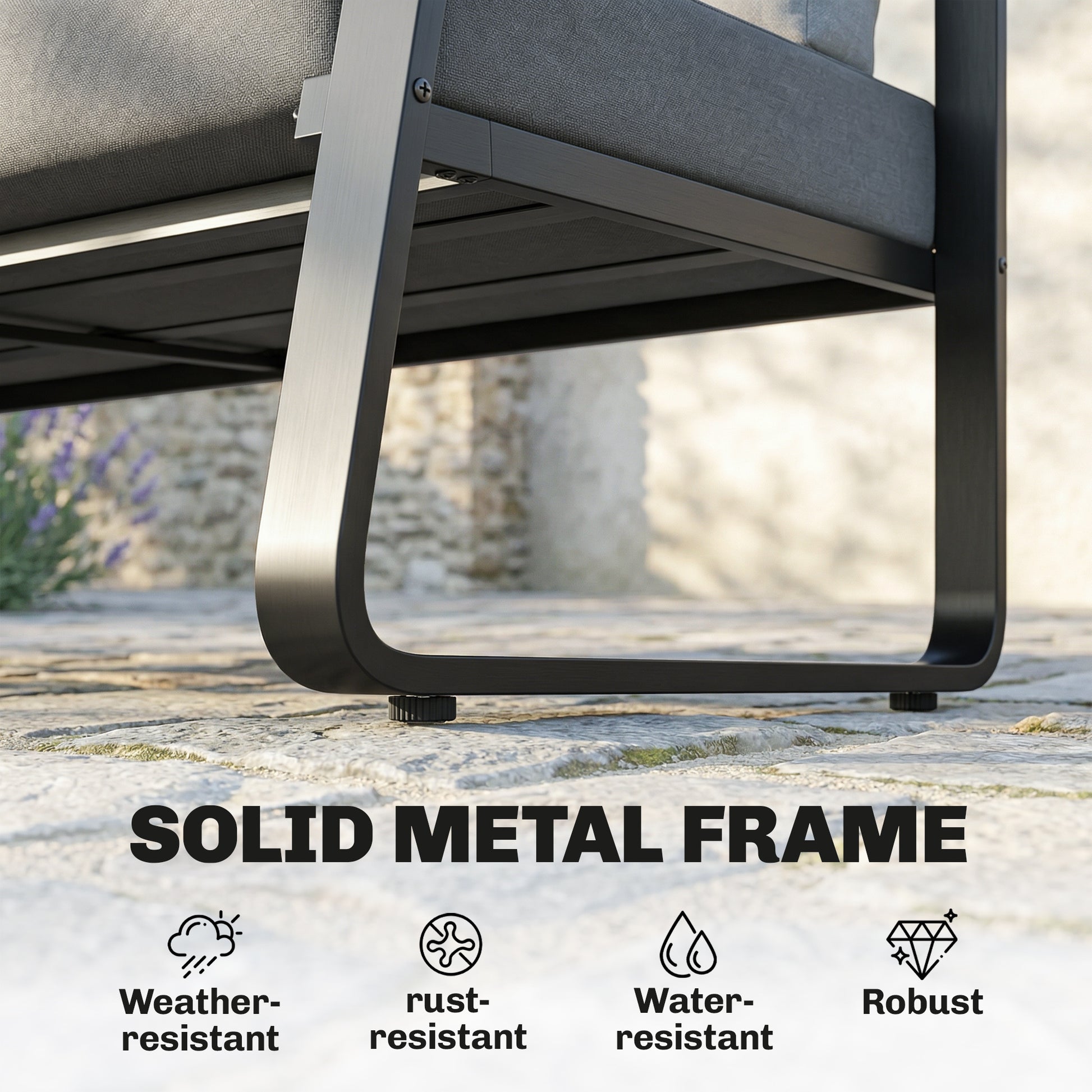Aosom Outdoor Loveseat 2-Seater - Black & Light Grey-DECOROLALA