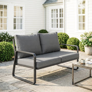 Aosom Outdoor Loveseat 2-Seater - Black & Light Grey-DECOROLALA