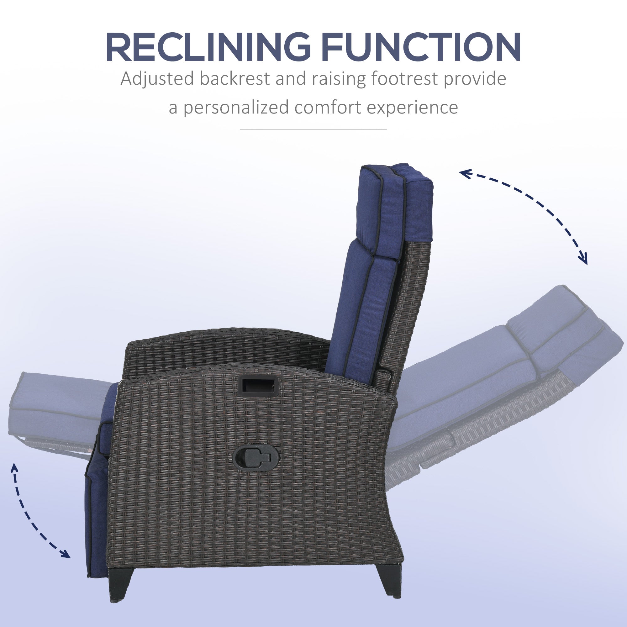 Aosom Outdoor Recliner Chair - Blue Adjustable-DECOROLALA