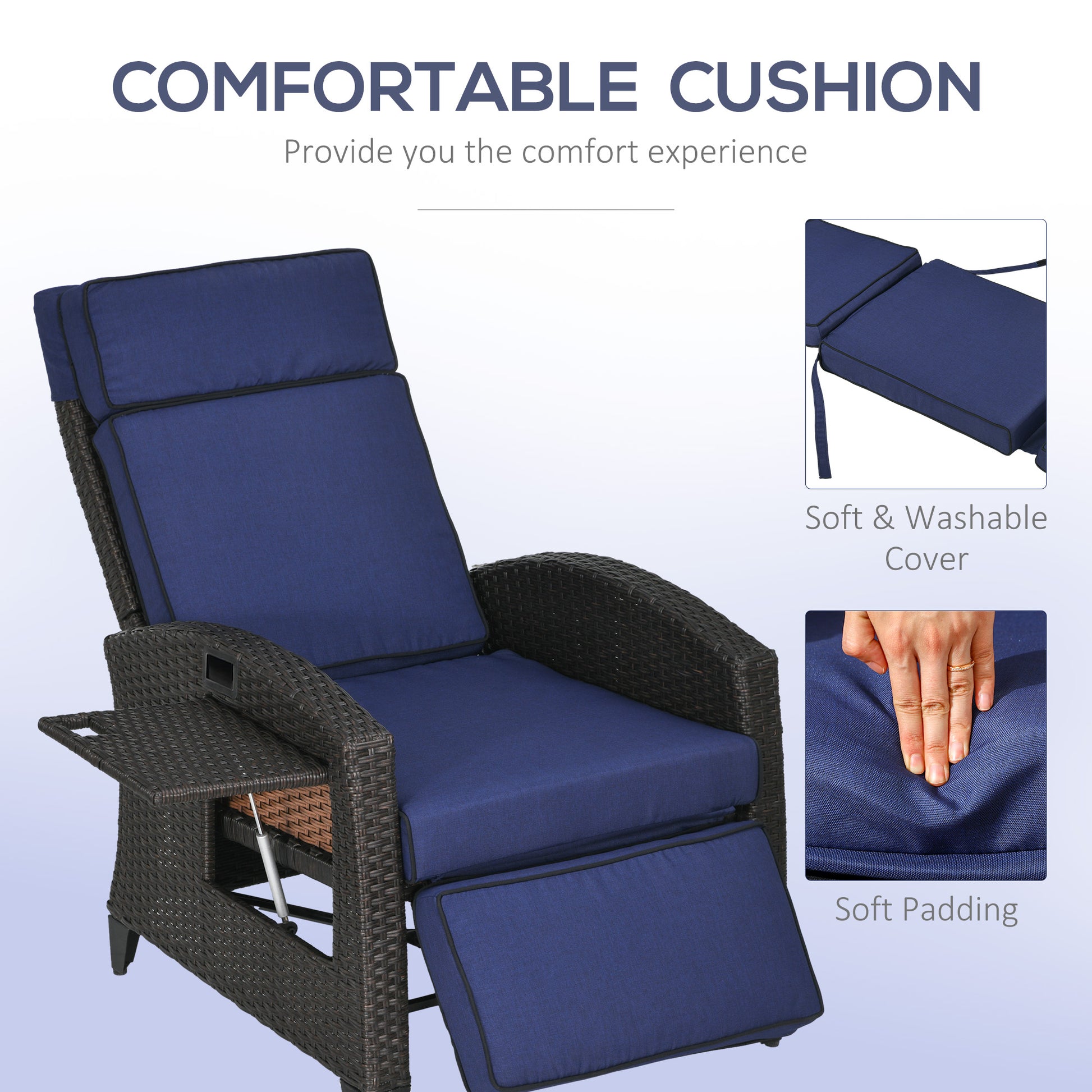 Aosom Outdoor Recliner Chair - Blue Adjustable-DECOROLALA