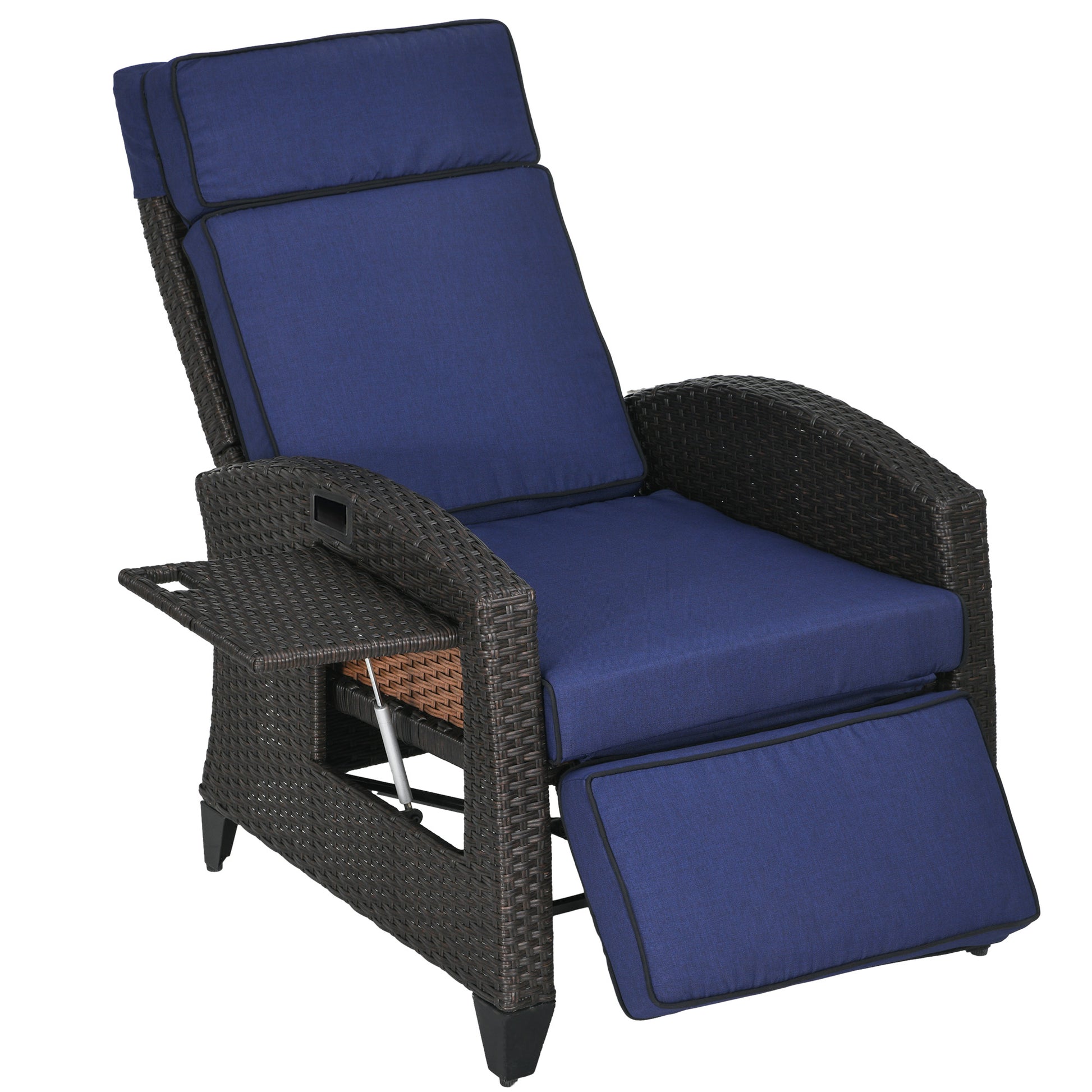 Aosom Outdoor Recliner Chair - Blue Adjustable-DECOROLALA