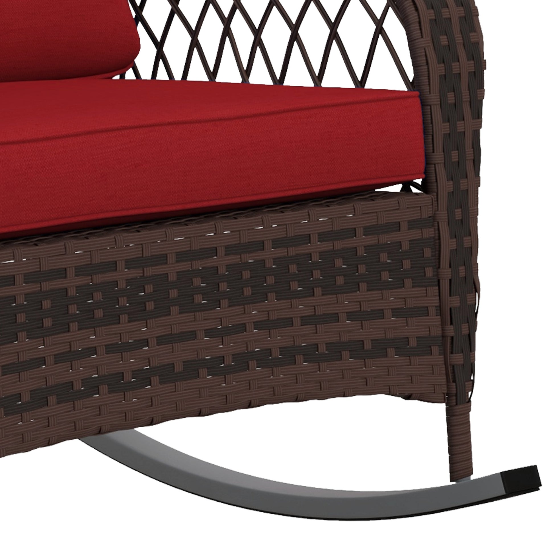 Aosom Outdoor Rocking Chair Wicker Red Cushion-DECOROLALA