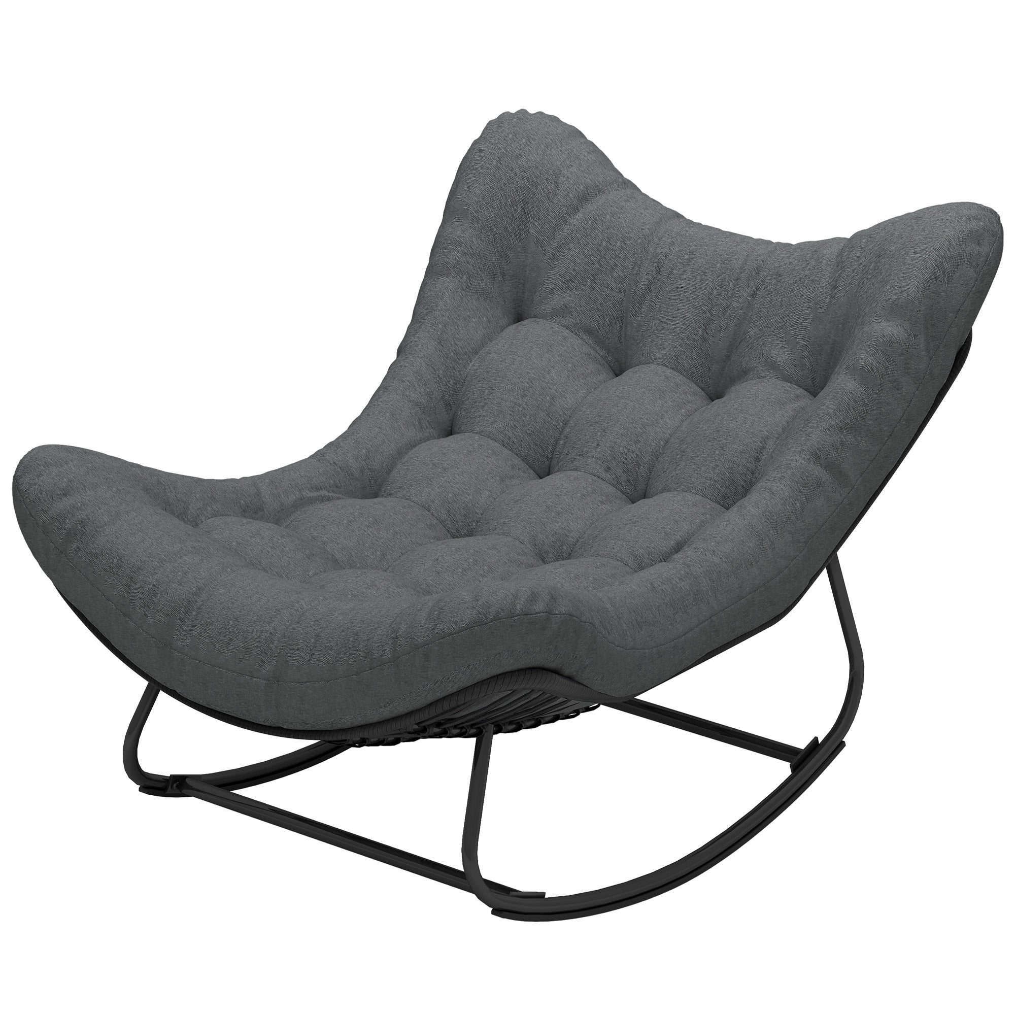 Aosom Oversized Rattan Rocking Egg Chair - Dark Grey-DECOROLALA