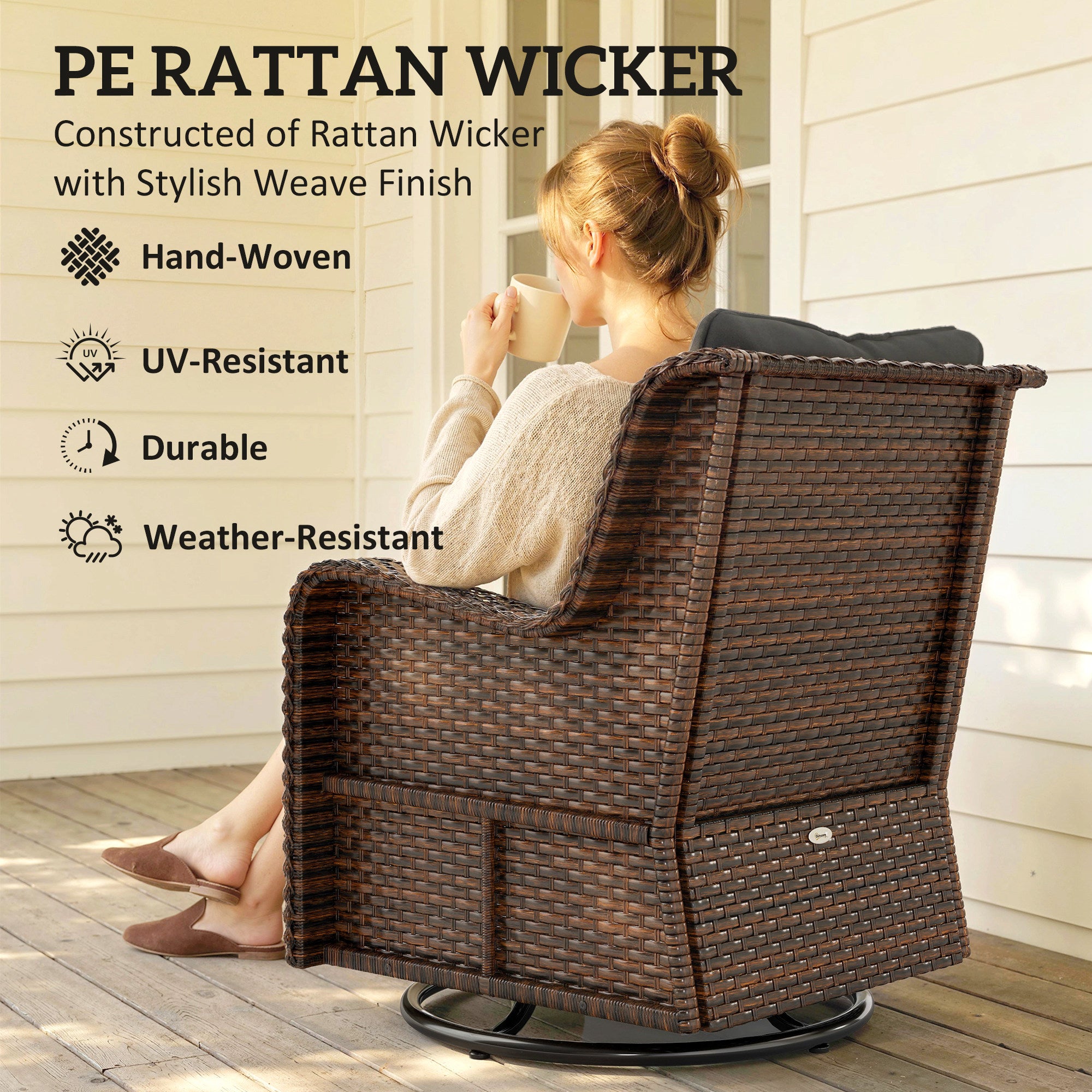 Aosom PE Rattan 360¡ Swivel Patio Chair - Dark Grey-DECOROLALA