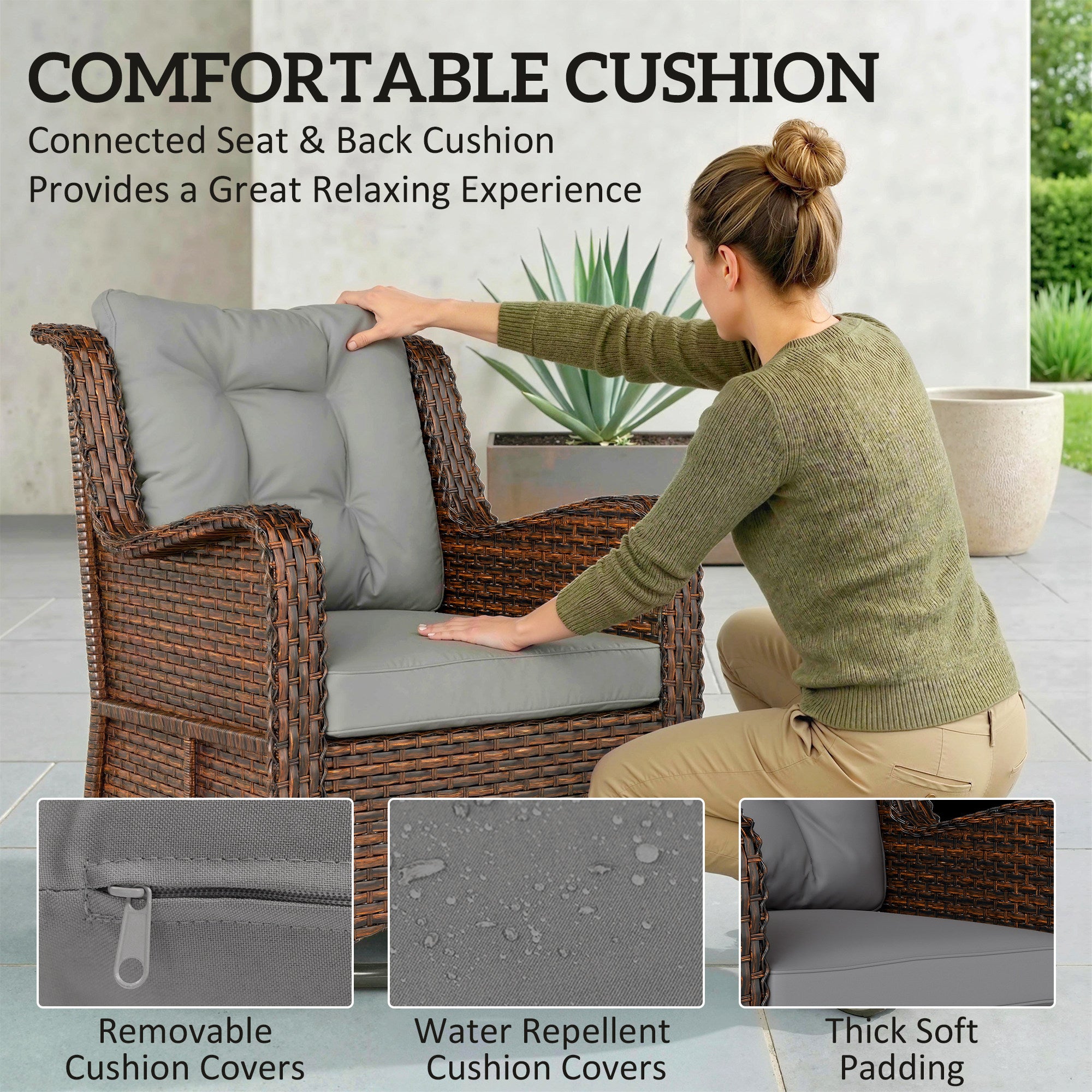Aosom PE Rattan 360¡ Swivel Patio Chair - Dark Grey-DECOROLALA