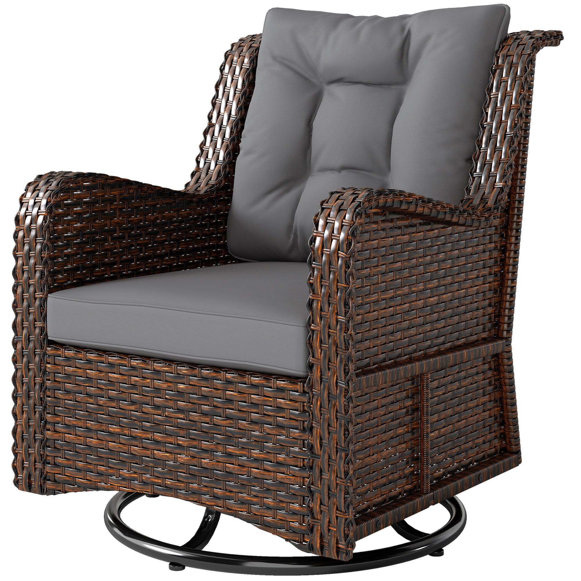 Aosom PE Rattan 360¡ Swivel Patio Chair - Dark Grey-DECOROLALA
