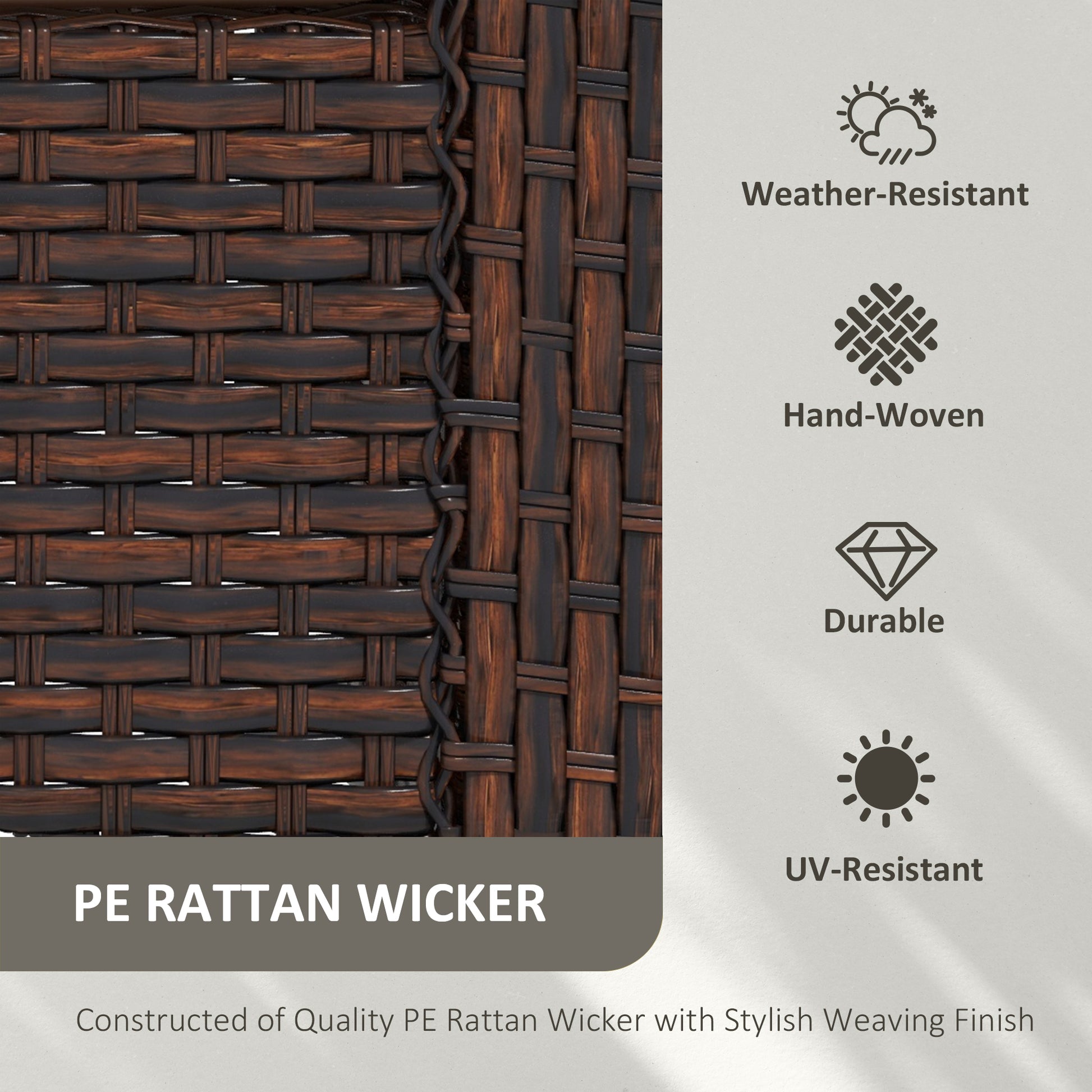 Aosom PE Rattan Swivel Patio Chair - Brown-DECOROLALA