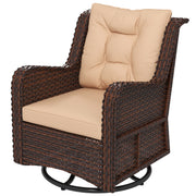 Aosom PE Rattan Swivel Patio Chair - Brown-DECOROLALA