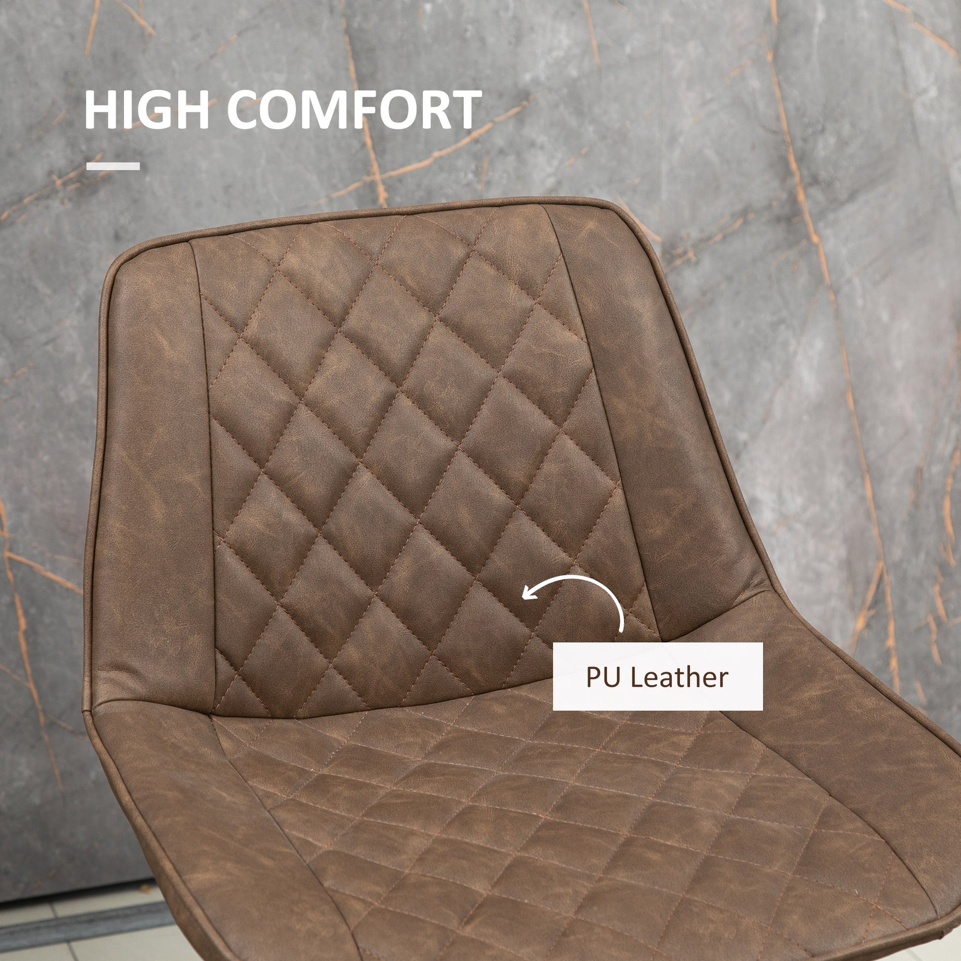 Aosom PU Leather Bar Stools Set of 2 - 27.75" Brown Metal Legs-Home Furnishings > Kitchen & Dining Furniture > Bar Stools-DECOROLALA