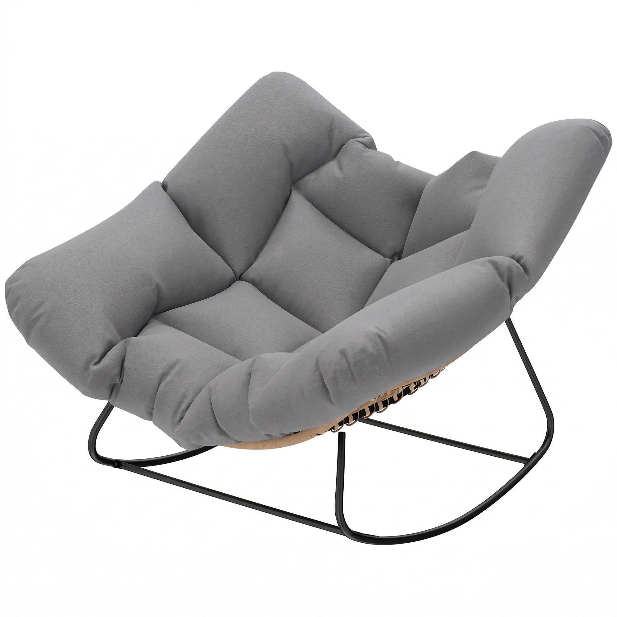 Aosom Papasan Rocking Chair - Grey Oversized Egg-DECOROLALA