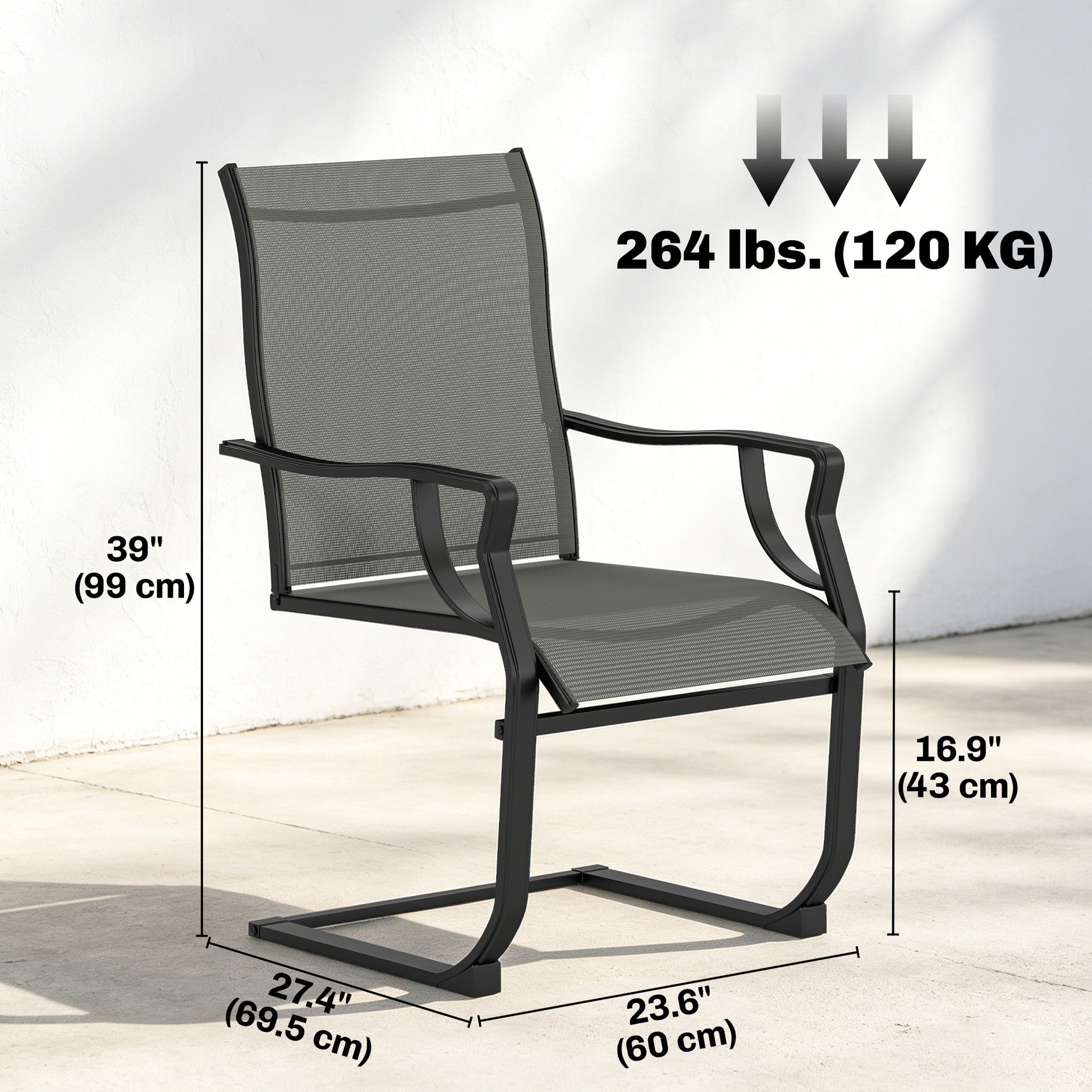Aosom Patio Chairs Set of 2 - C Spring Motion Light Grey-DECOROLALA