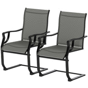 Aosom Patio Chairs Set of 2 - C Spring Motion Light Grey-DECOROLALA