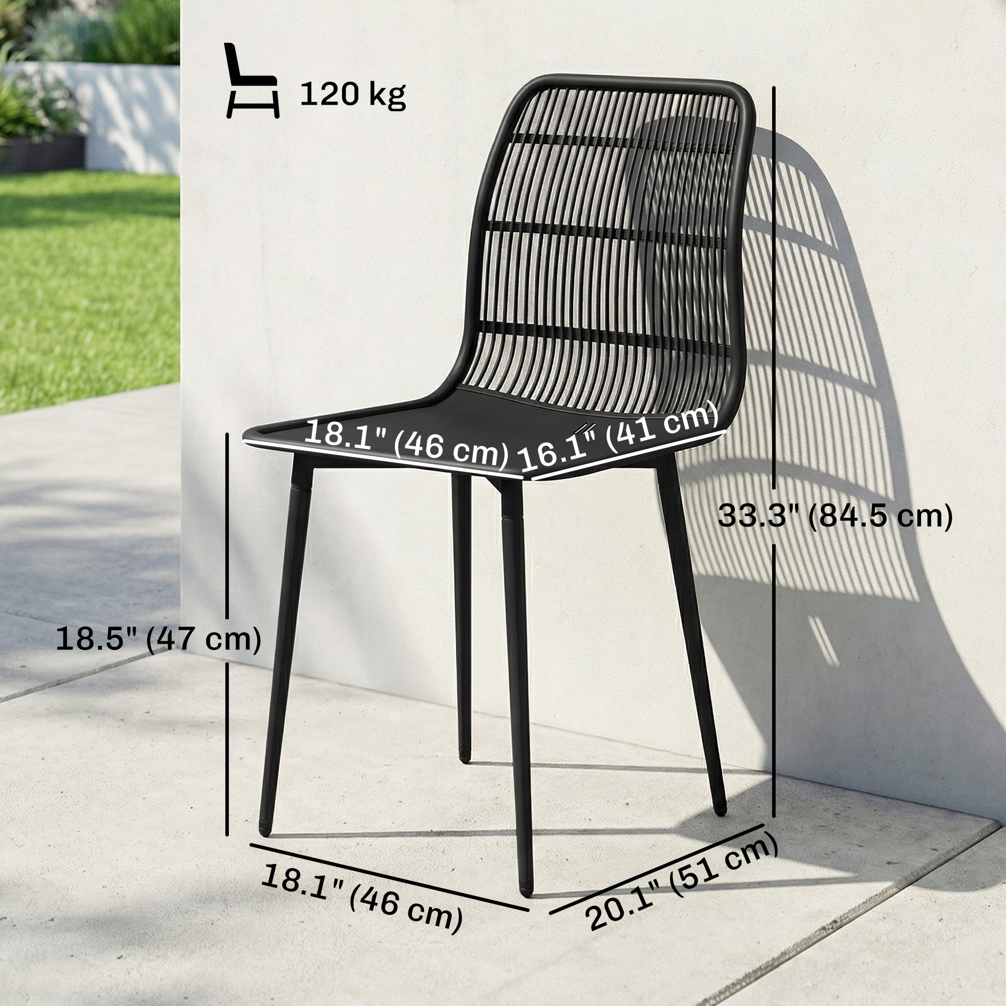 Aosom Patio Dining Chairs Set of 4 - Black-DECOROLALA
