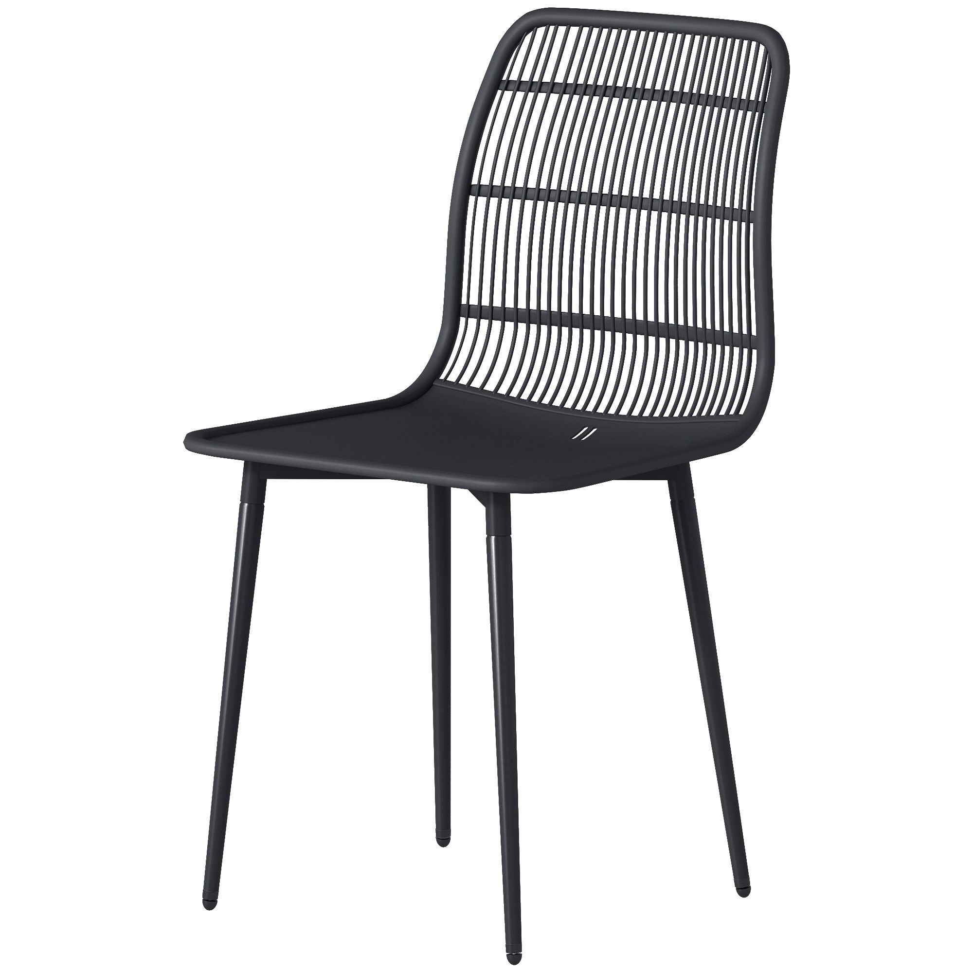Aosom Patio Dining Chairs Set of 4 - Black-DECOROLALA