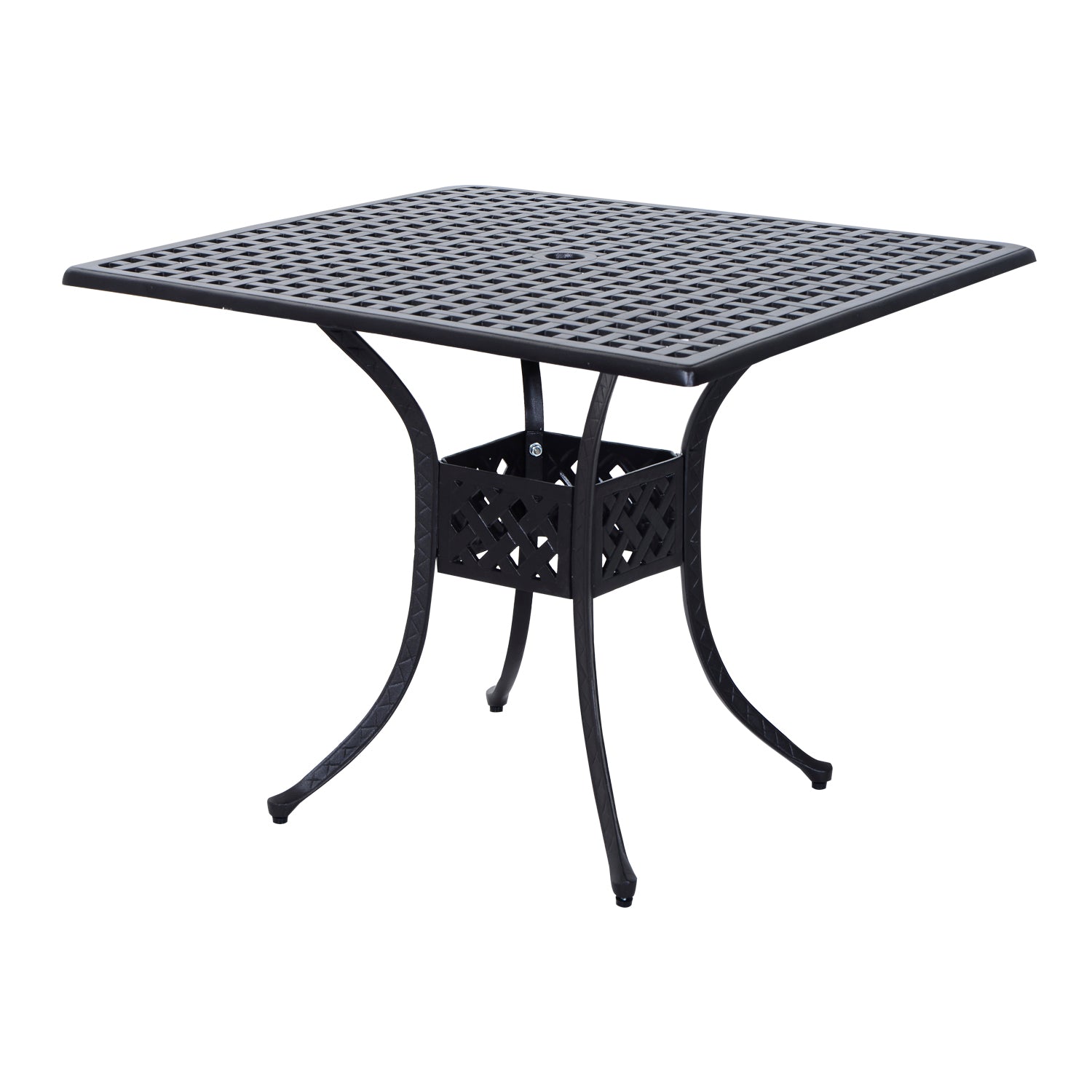 Aosom Patio Dining Table 36" Cast Aluminum Black-DECOROLALA