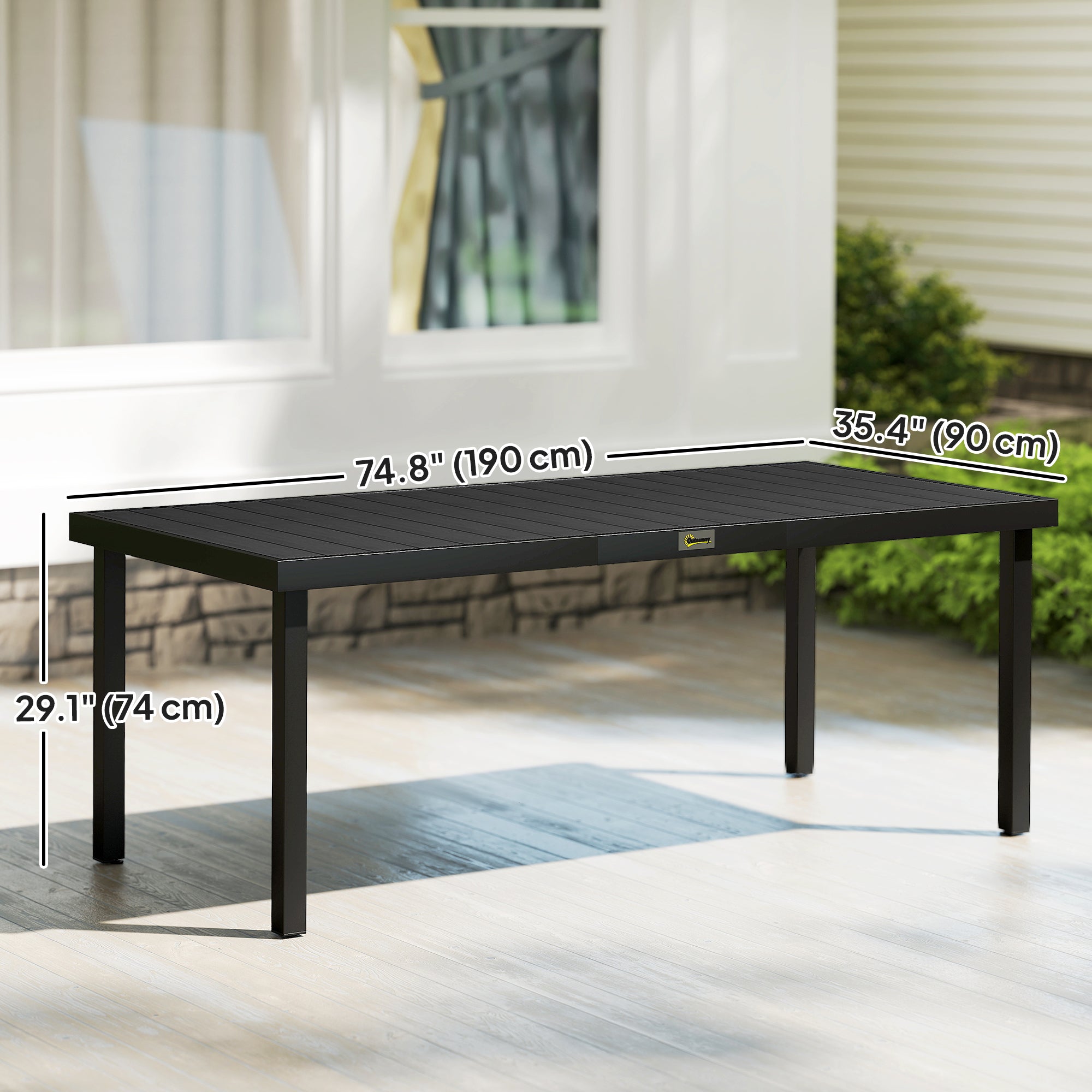 Aosom Patio Dining Table for 8 - Black Aluminum-DECOROLALA