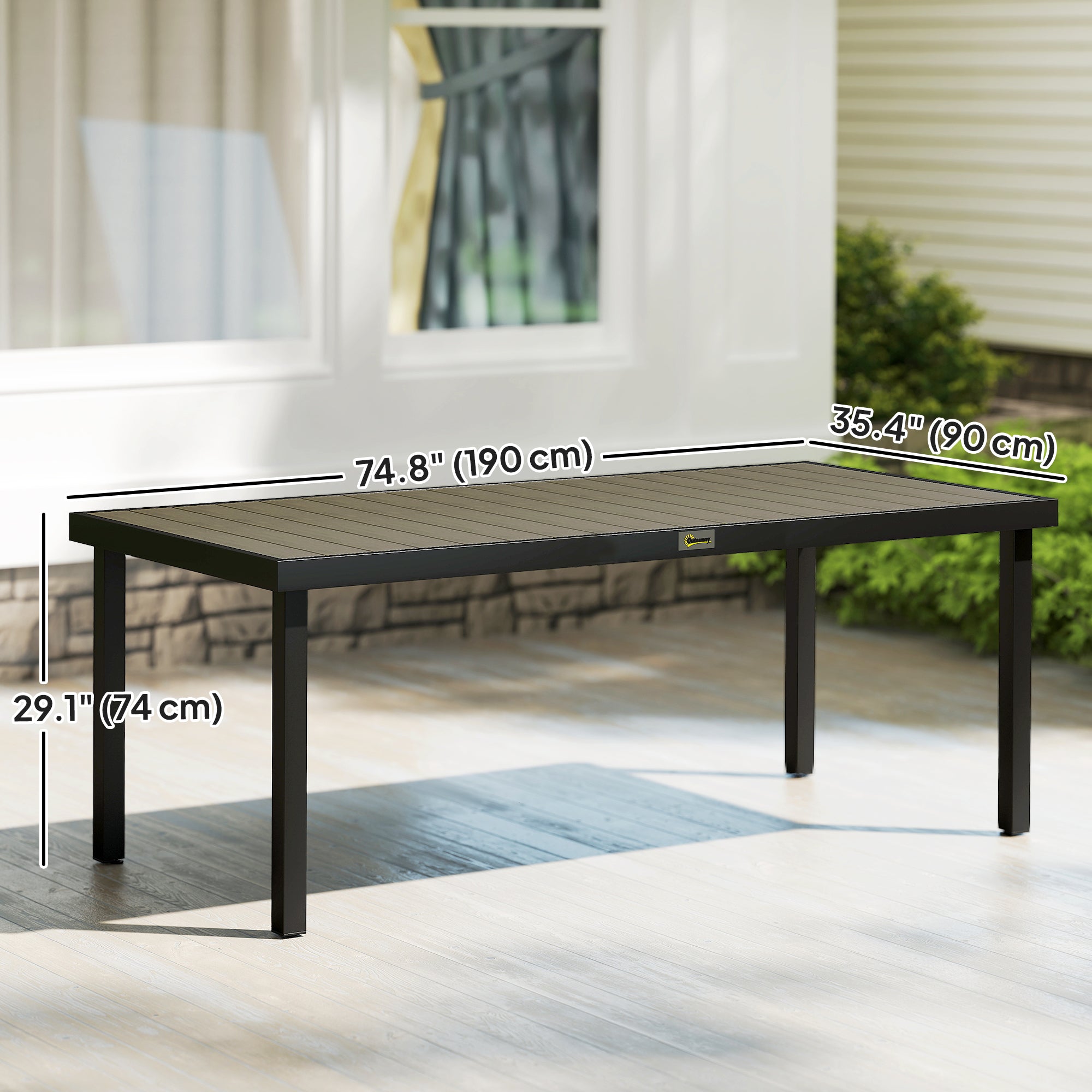 Aosom Patio Dining Table for 8 - Natural Aluminum-DECOROLALA
