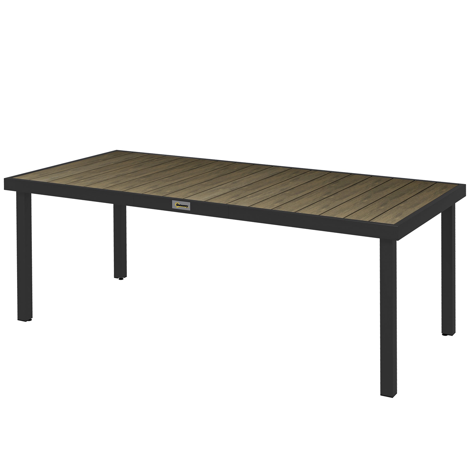Aosom Patio Dining Table for 8 - Natural Aluminum-DECOROLALA