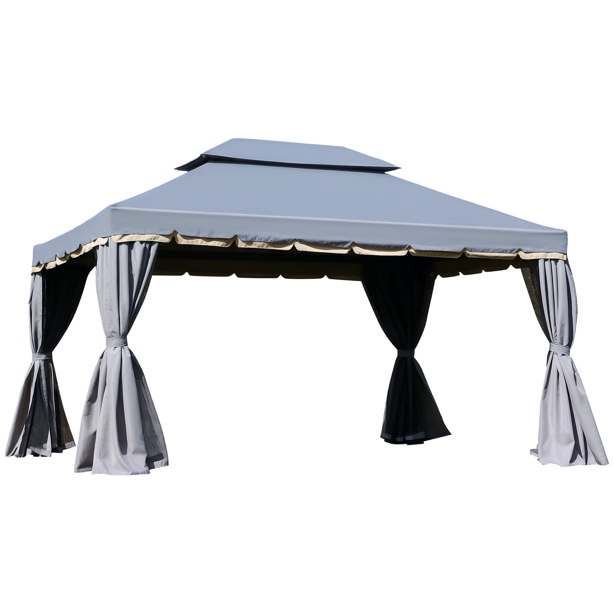 Aosom Patio Gazebo 13'x10' Grey Aluminum Mesh-DECOROLALA