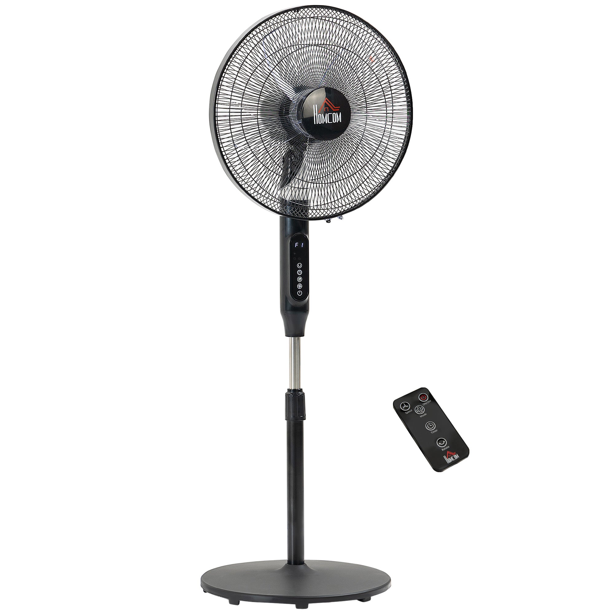 Aosom Pedestal Fan with Remote - Black 16" Oscillating Floor Fan-Fans-DECOROLALA