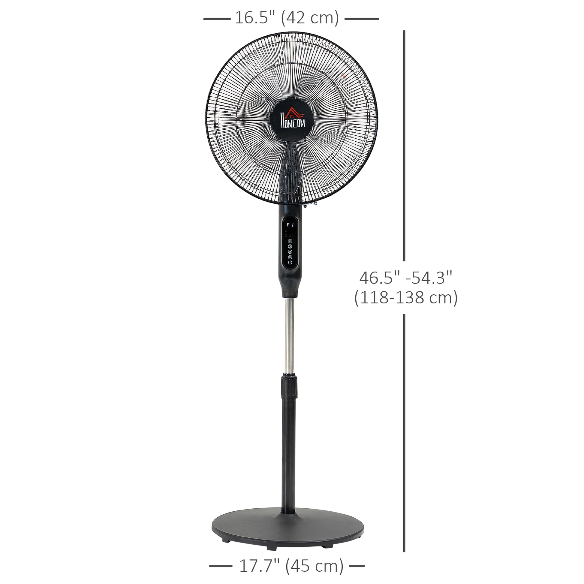 Aosom Pedestal Fan with Remote - Black 16" Oscillating Floor Fan-Fans-DECOROLALA