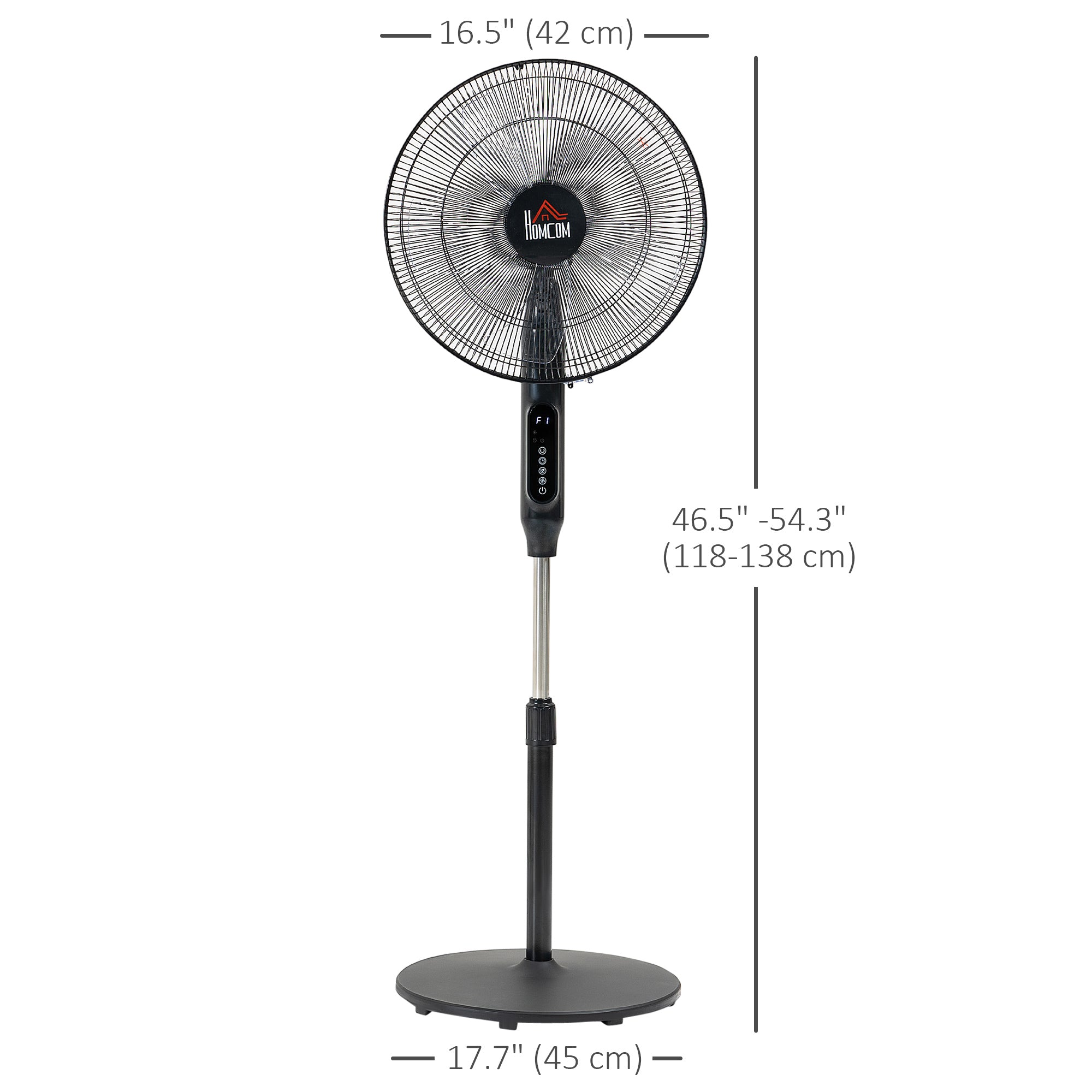 Aosom Pedestal Fan with Remote - Black 16" Oscillating Floor Fan-Fans-DECOROLALA