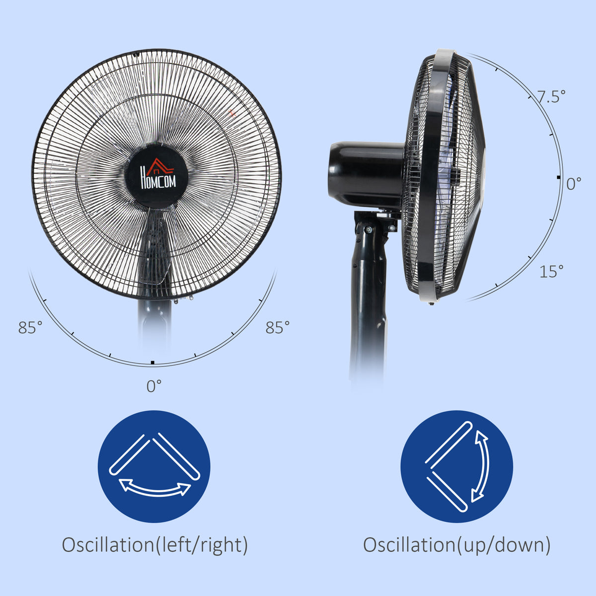 Aosom Pedestal Fan with Remote - Black 16" Oscillating Floor Fan-Fans-DECOROLALA