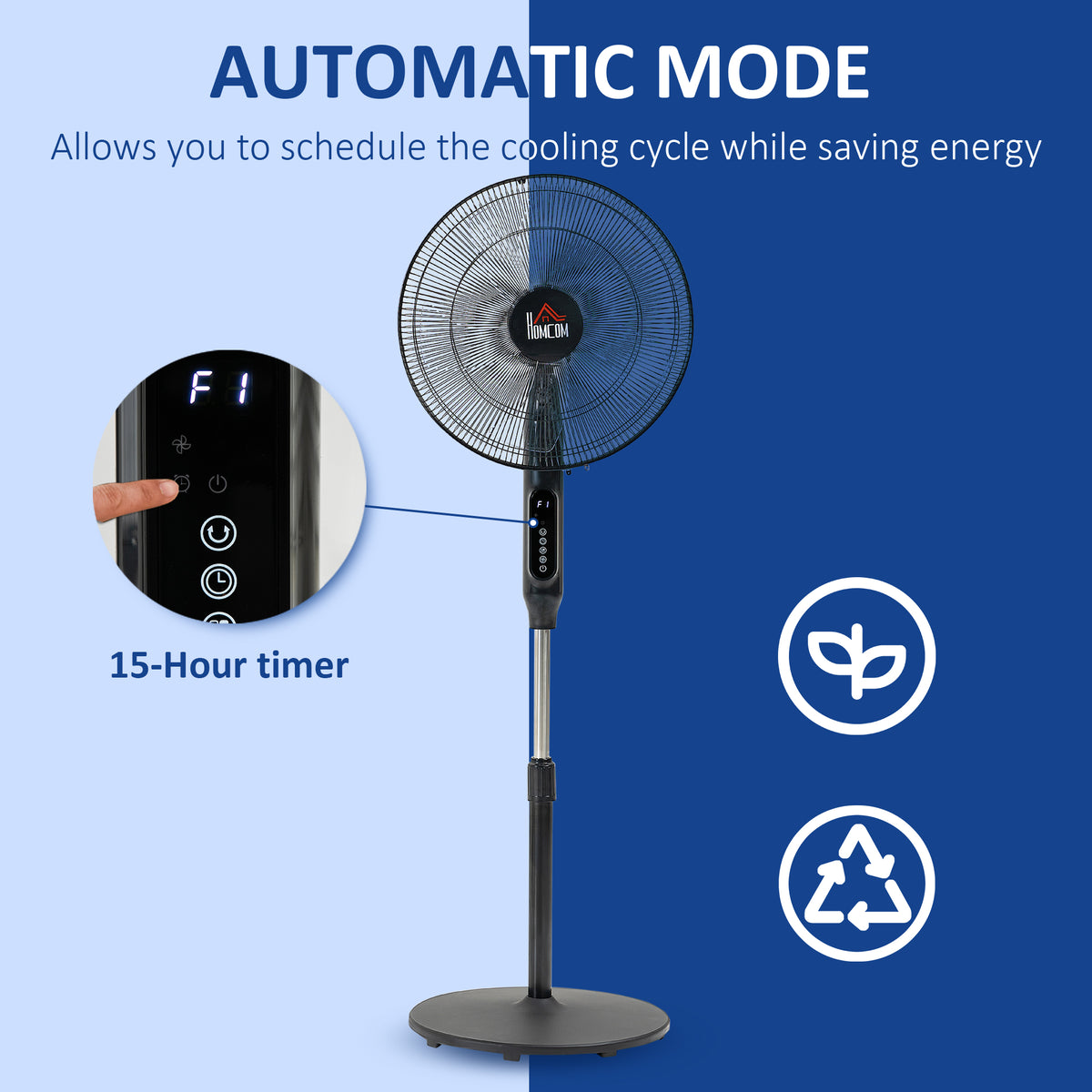 Aosom Pedestal Fan with Remote - Black 16" Oscillating Floor Fan-Fans-DECOROLALA