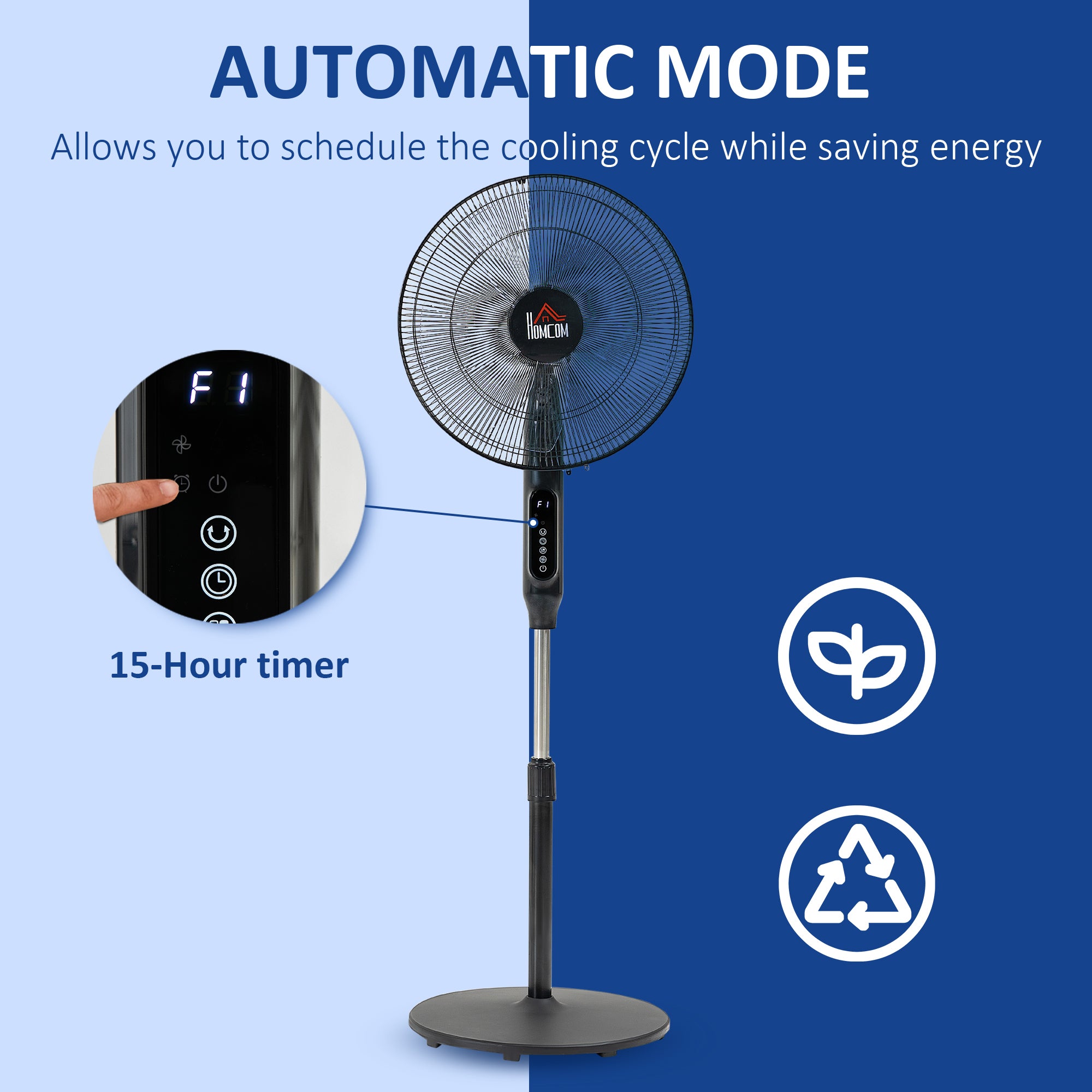 Aosom Pedestal Fan with Remote - Black 16" Oscillating Floor Fan-Fans-DECOROLALA