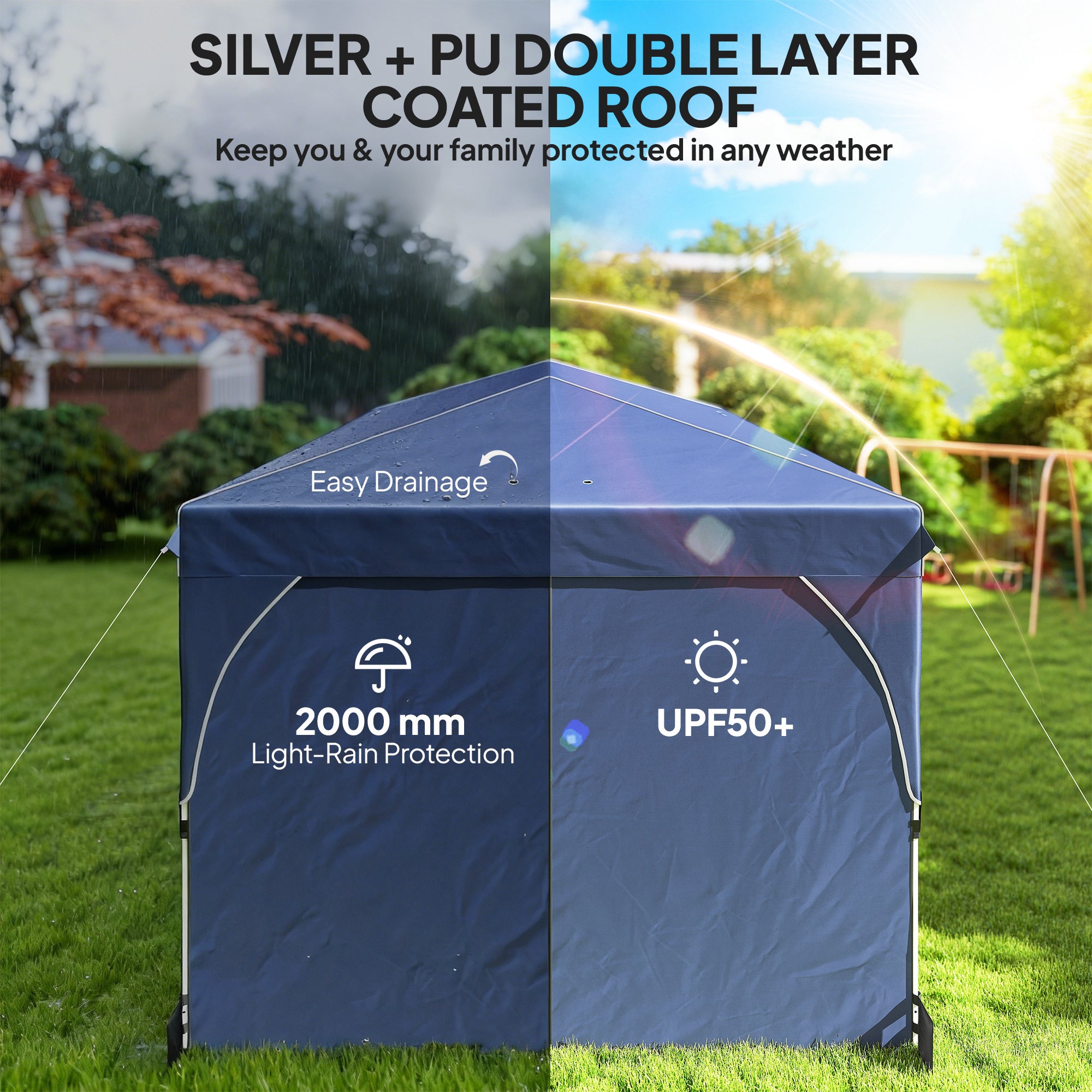 Aosom Pop Up Canopy Tent 10x20 ft UPF50+ Dark Blue-DECOROLALA