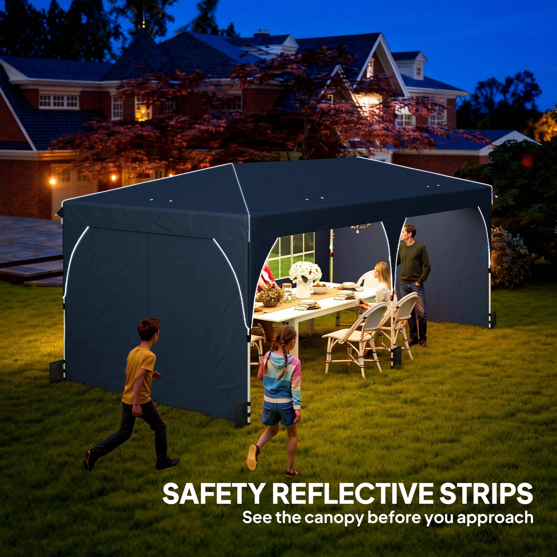 Aosom Pop Up Canopy Tent 10x20 ft UPF50+ Dark Blue-DECOROLALA