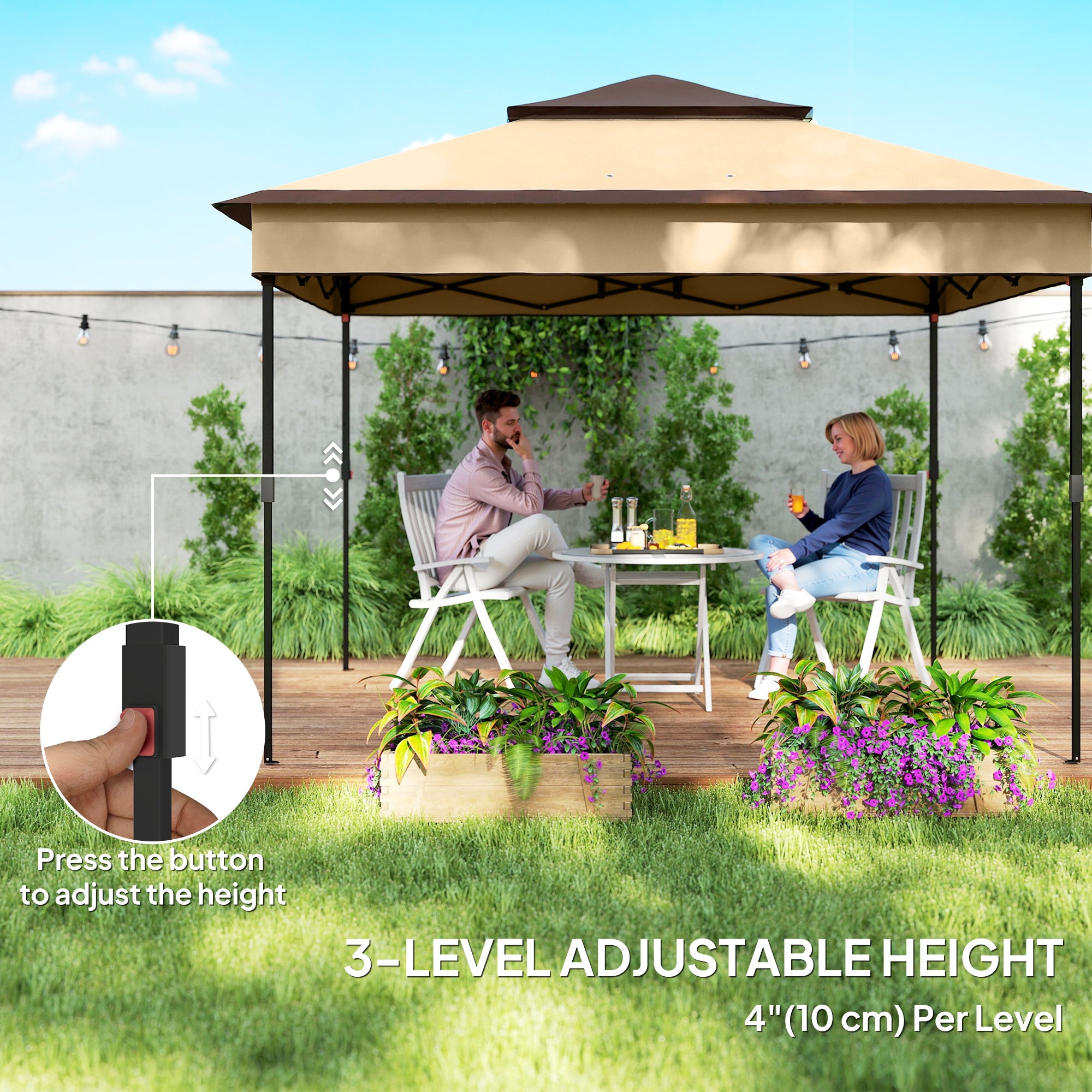Aosom Pop Up Gazebo 10.7x10.7ft UV30+ Beige-DECOROLALA