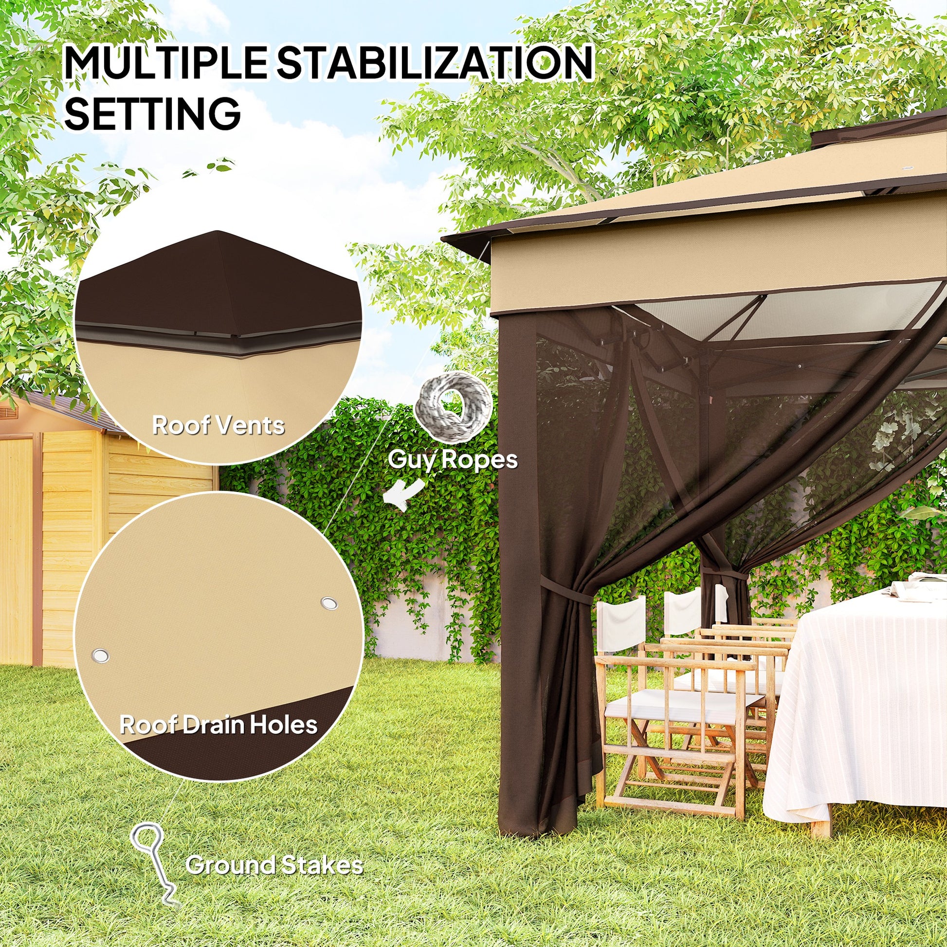 Aosom Pop Up Gazebo 10.7x10.7ft UV30+ Beige-DECOROLALA