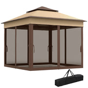 Aosom Pop Up Gazebo 10.7x10.7ft UV30+ Beige-DECOROLALA
