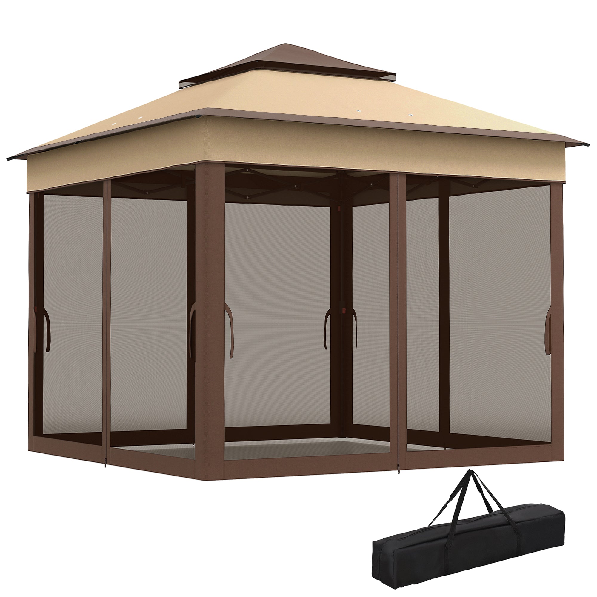 Aosom Pop Up Gazebo 10.7x10.7ft UV30+ Beige-DECOROLALA