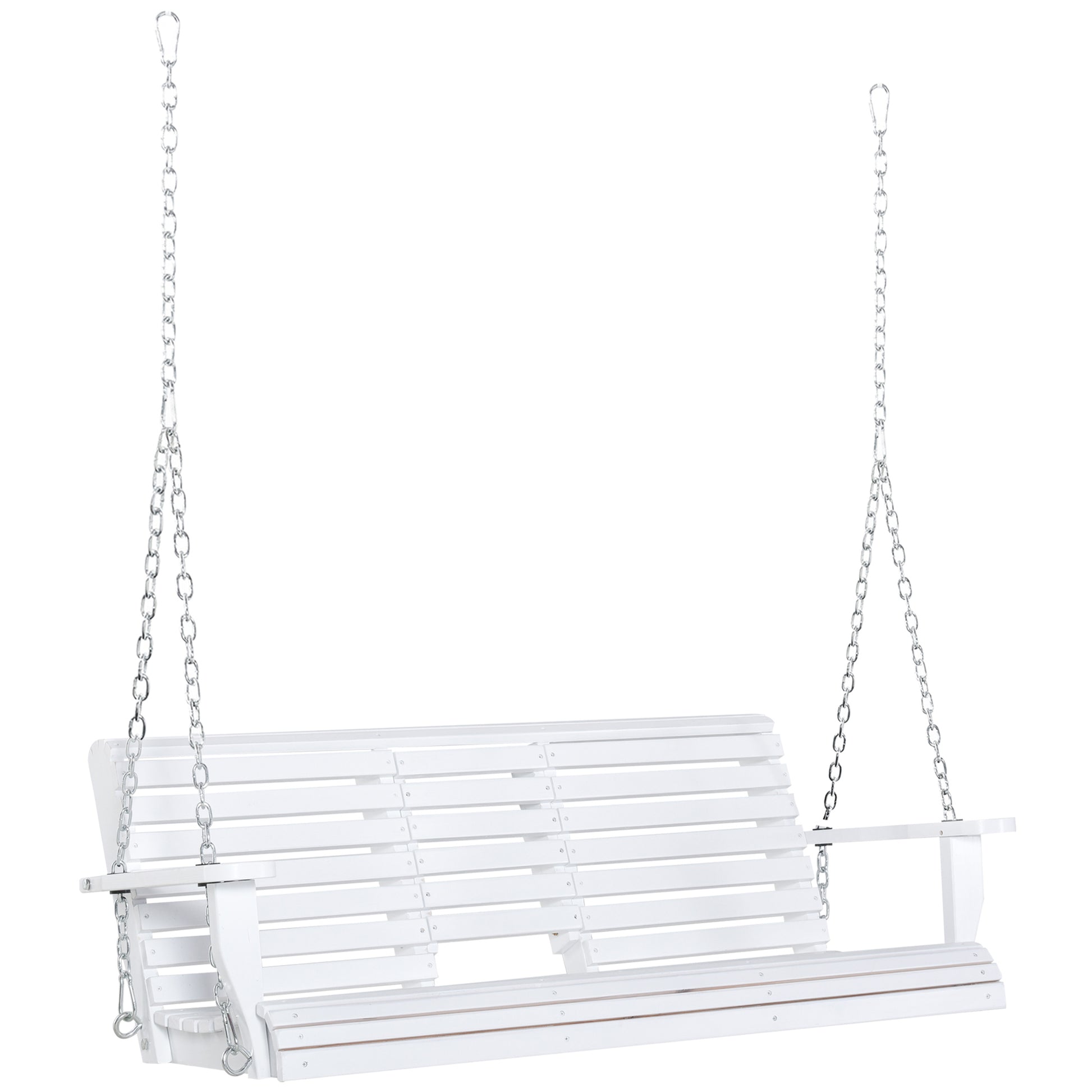 Aosom Porch Swing 3-Seater Wood White Foldable Table-DECOROLALA