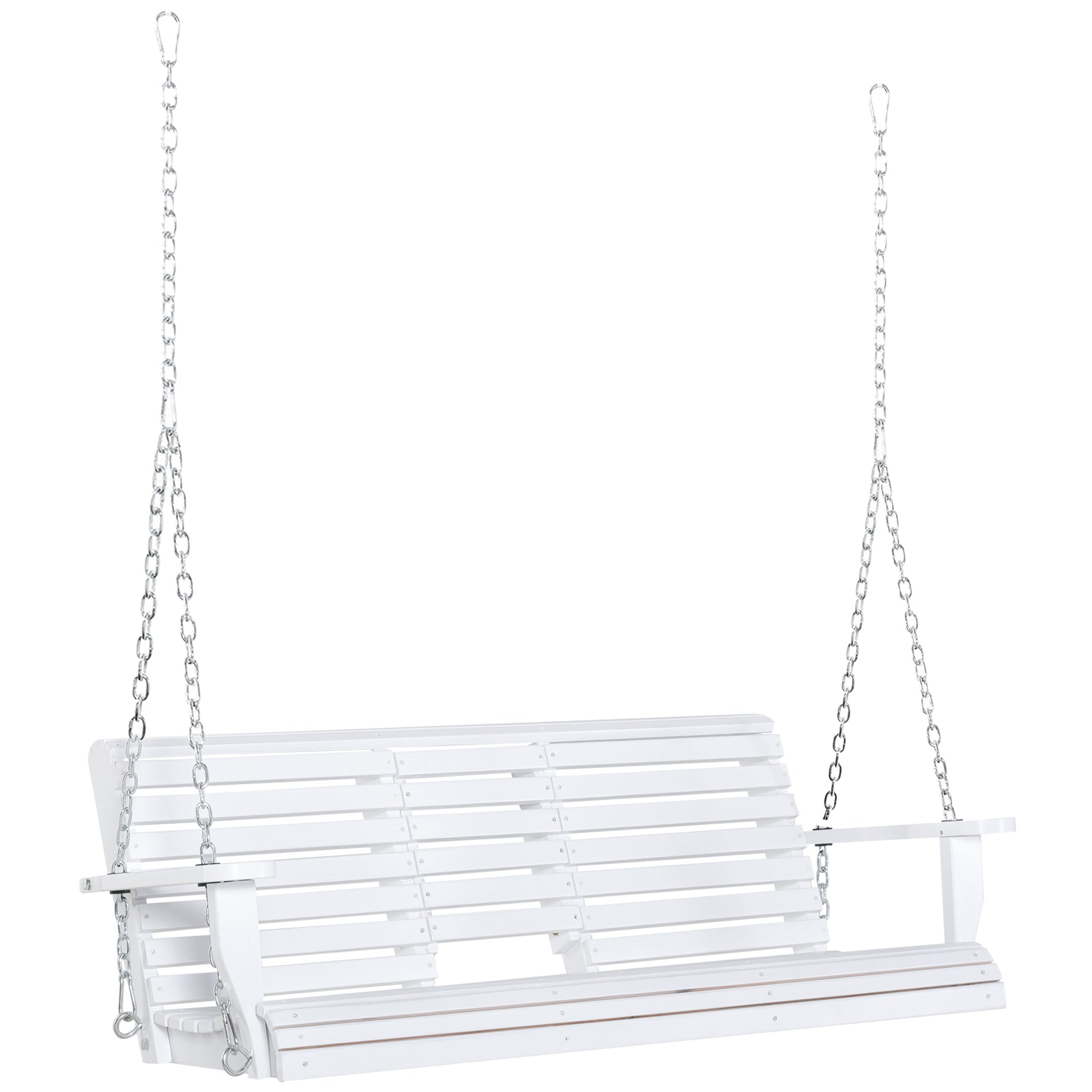 Aosom Porch Swing 3-Seater Wood White Foldable Table-DECOROLALA