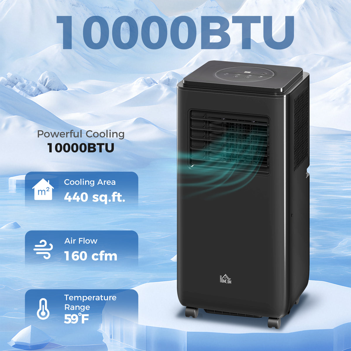 Aosom Portable Air Conditioner 10,000 BTU - Black 440 Sq. Ft.-Air Conditioner-DECOROLALA
