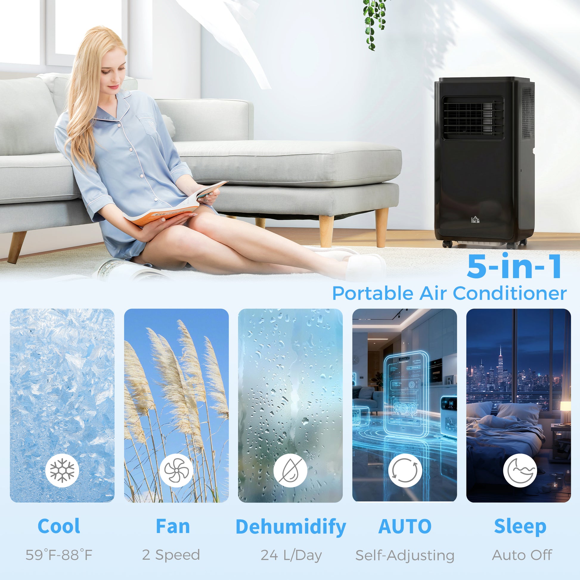 Aosom Portable Air Conditioner 10,000 BTU - Black 440 Sq. Ft.-Air Conditioner-DECOROLALA
