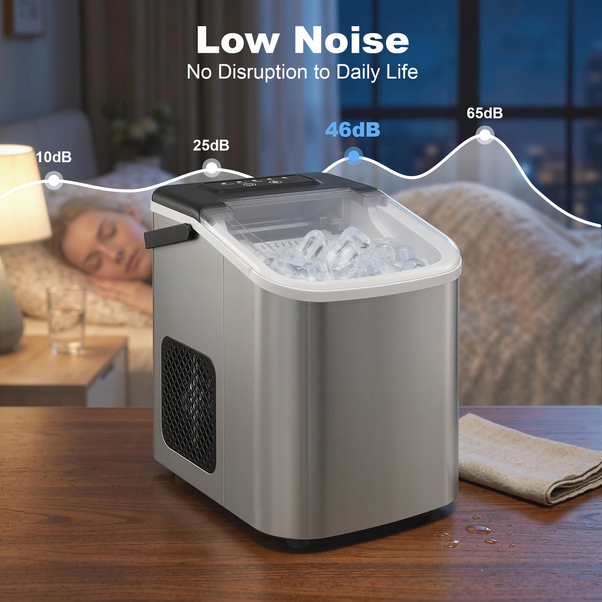 Aosom Portable Countertop Ice Maker - 26lbs Daily Silver-Small Kitchen Appliances-DECOROLALA