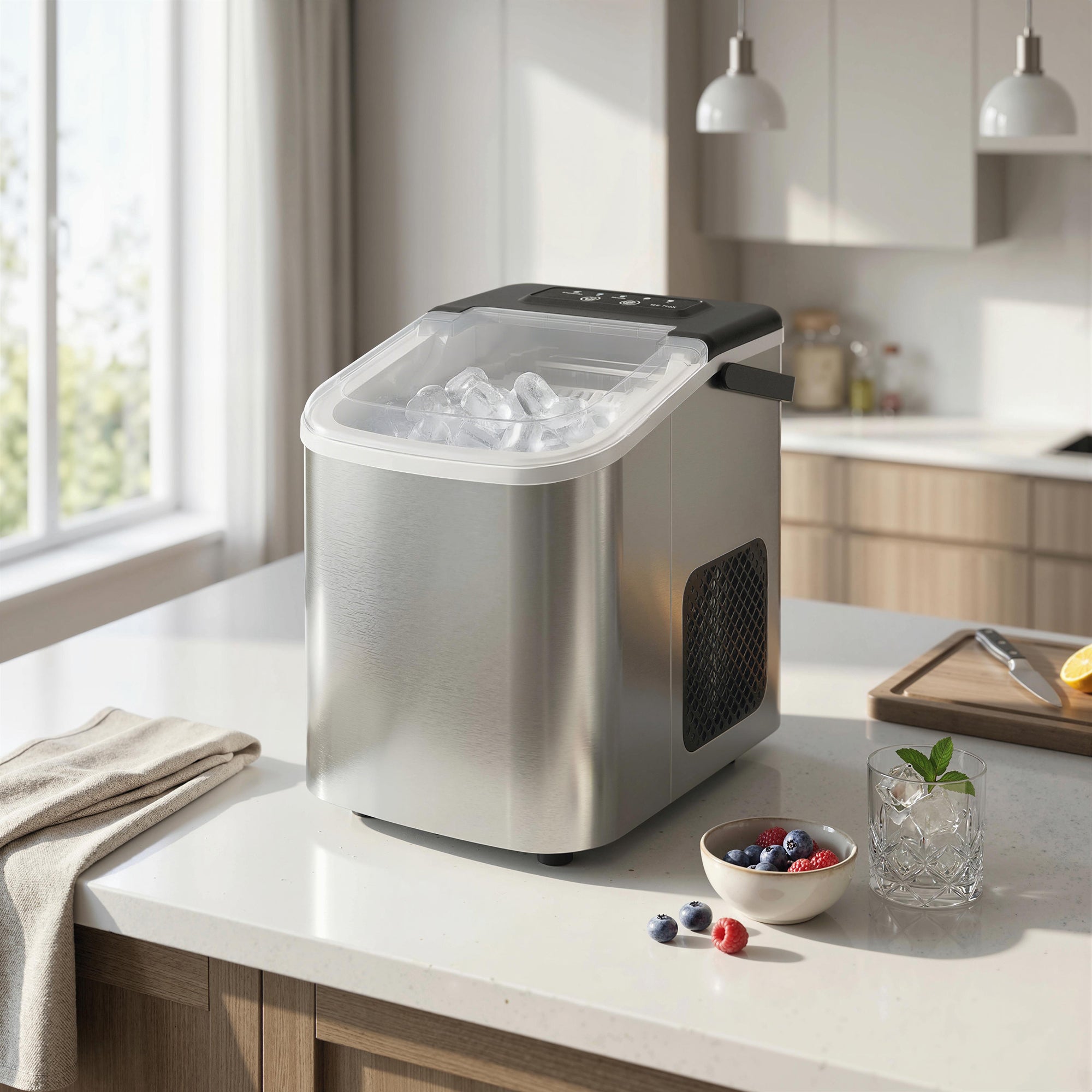 Aosom Portable Countertop Ice Maker - 26lbs Daily Silver-Small Kitchen Appliances-DECOROLALA
