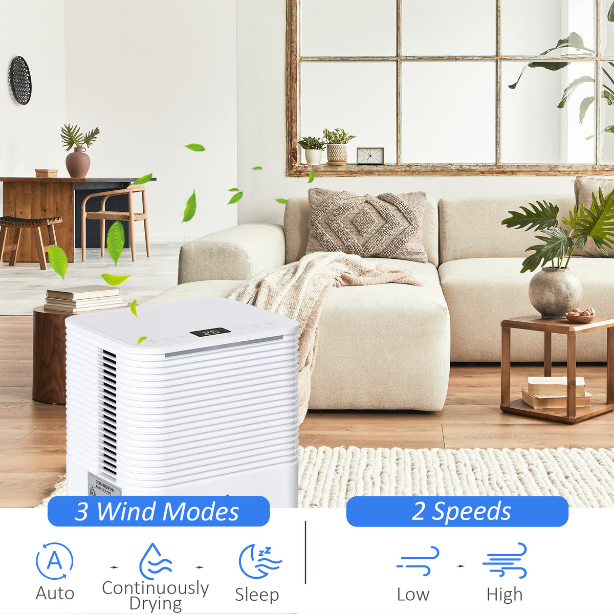 Aosom Portable Quiet Dehumidifier - 21 Pint 1260 sq. ft. White-Home Dehumidifiers-DECOROLALA