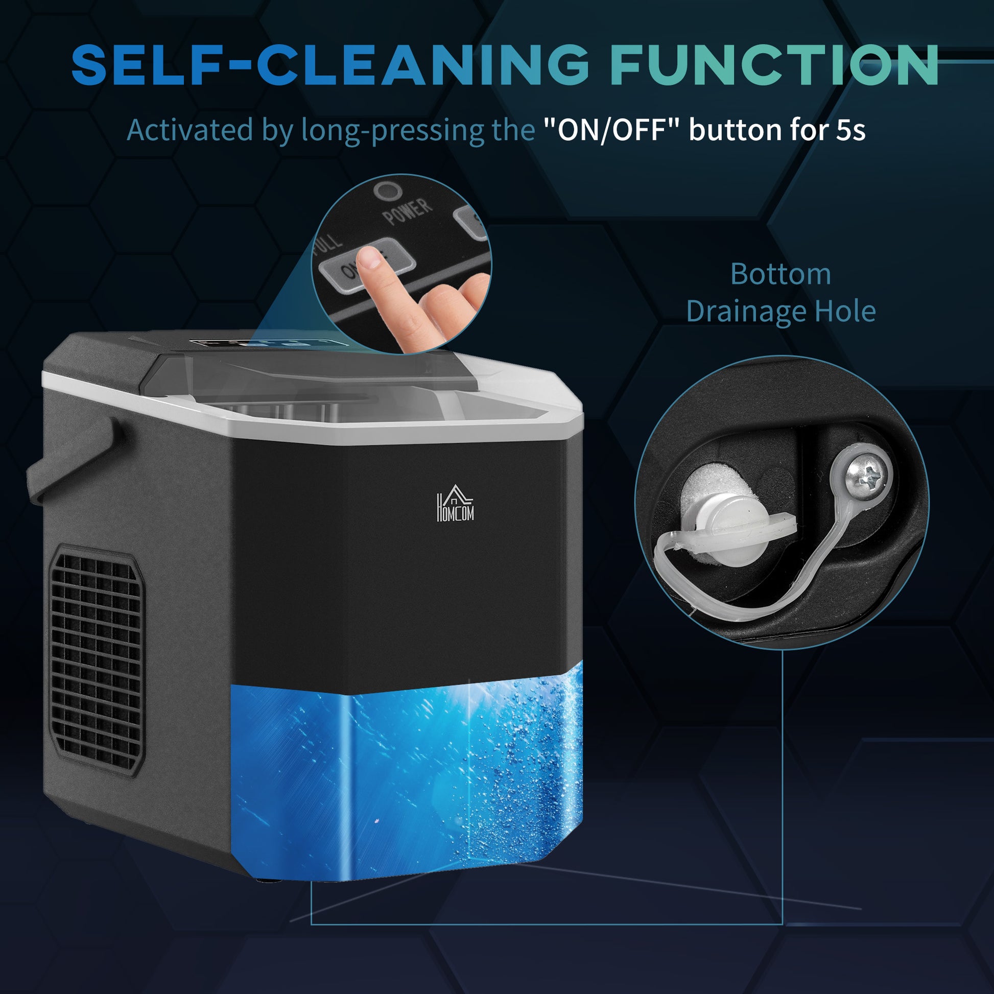 Aosom Portable Self-Cleaning Ice Maker - Black 26lbs/24Hrs-Small Kitchen Appliances-DECOROLALA