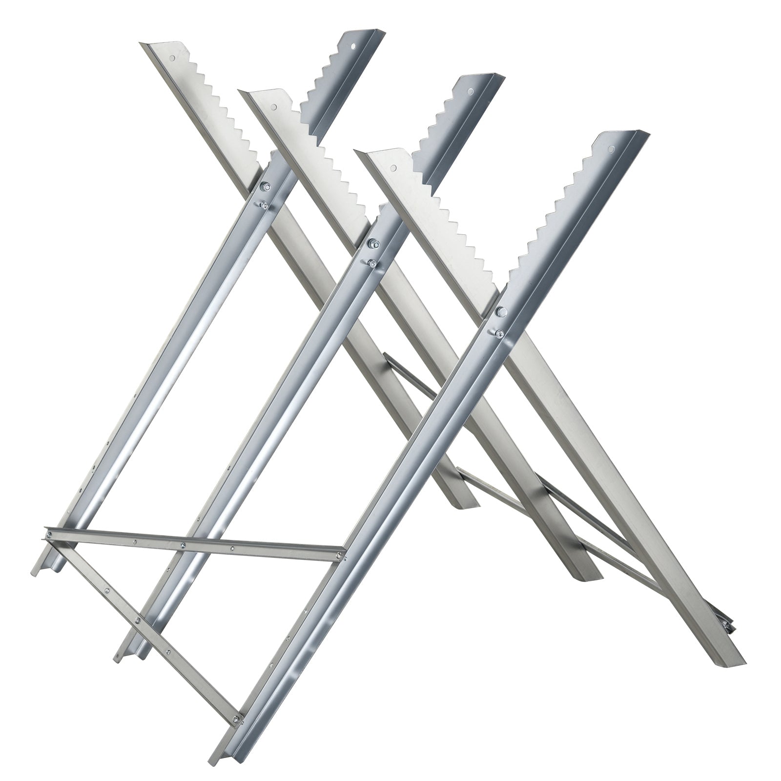 Aosom Portable Steel Sawhorse - Foldable 220 lbs Capacity Silver-Home Improvement > Tools-DECOROLALA