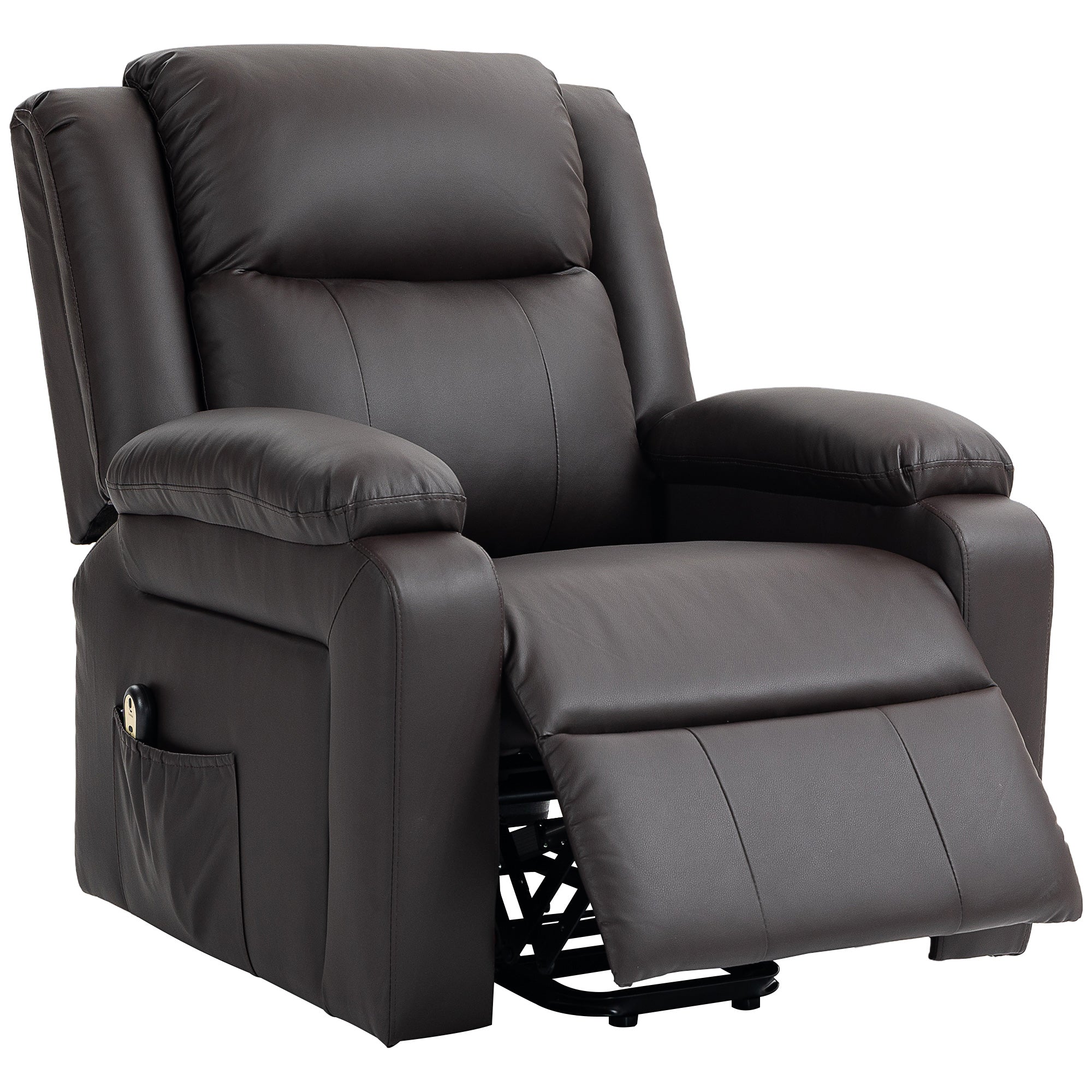 Aosom Power Lift Recliner Chair - Brown PU Leather-DECOROLALA