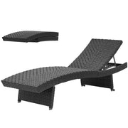 Aosom Rattan Chaise Lounge - Black Folding-DECOROLALA