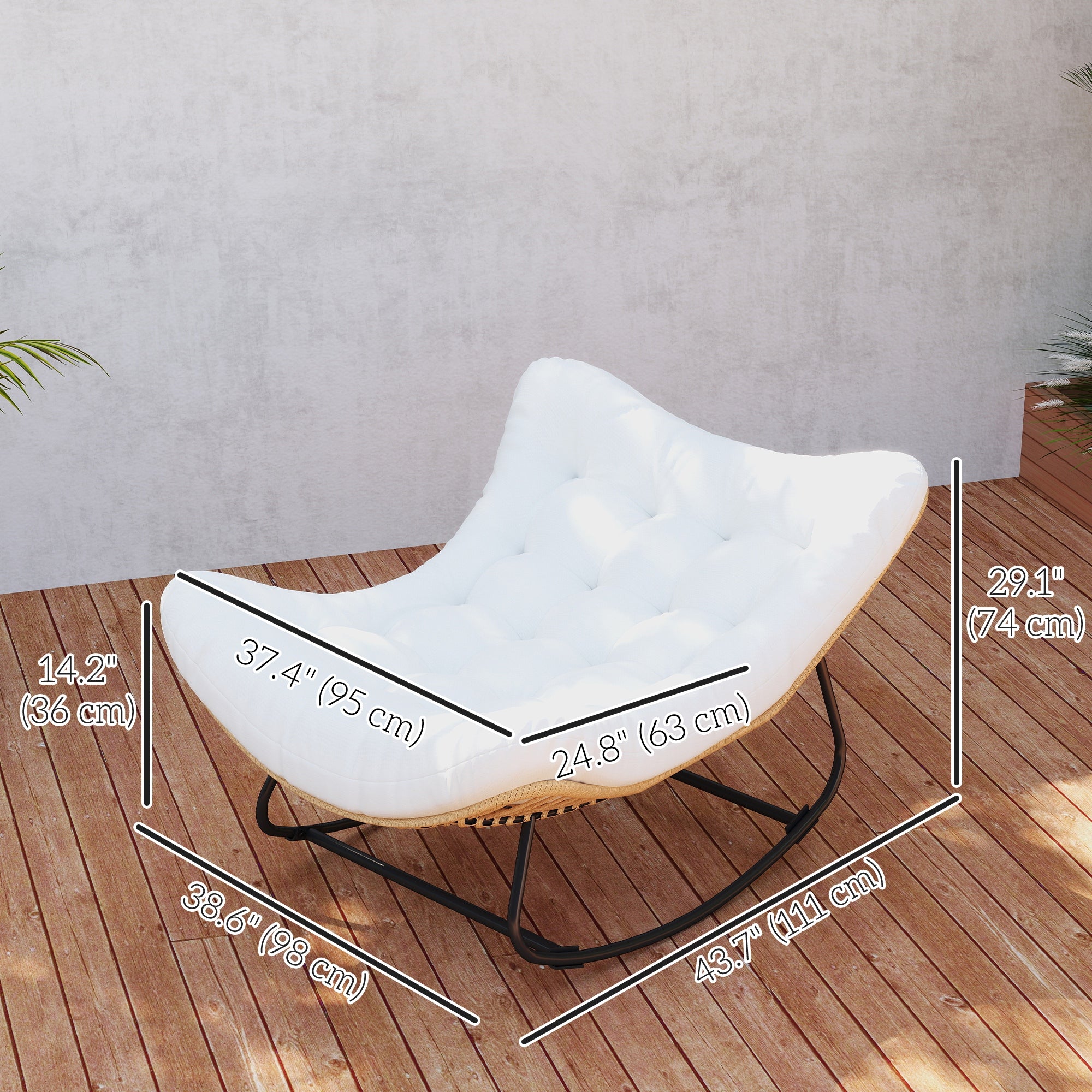 Aosom Rattan Egg Chair - Cream White Outdoor Rocker-DECOROLALA