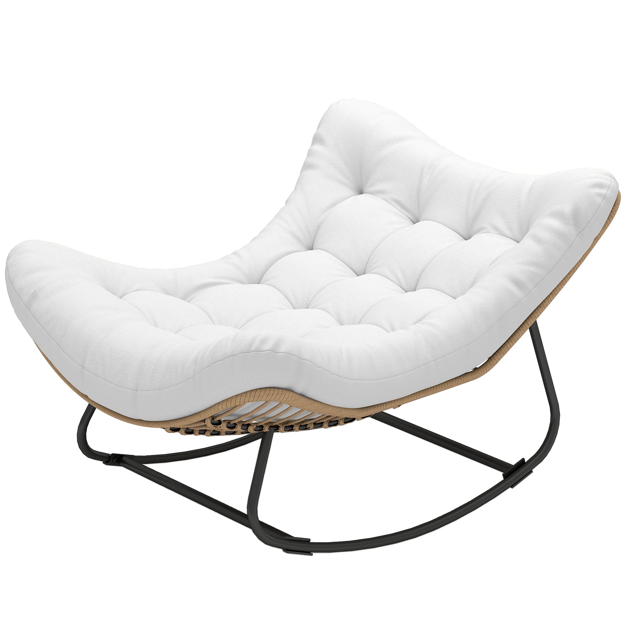 Aosom Rattan Egg Chair - Cream White Outdoor Rocker-DECOROLALA